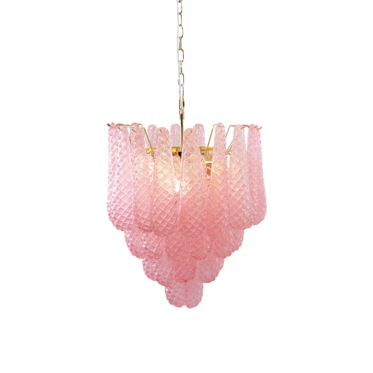 Aurora Chandelier Pink Droplet Murano Glass Diamond Pattern Waterfall - Blowlighting