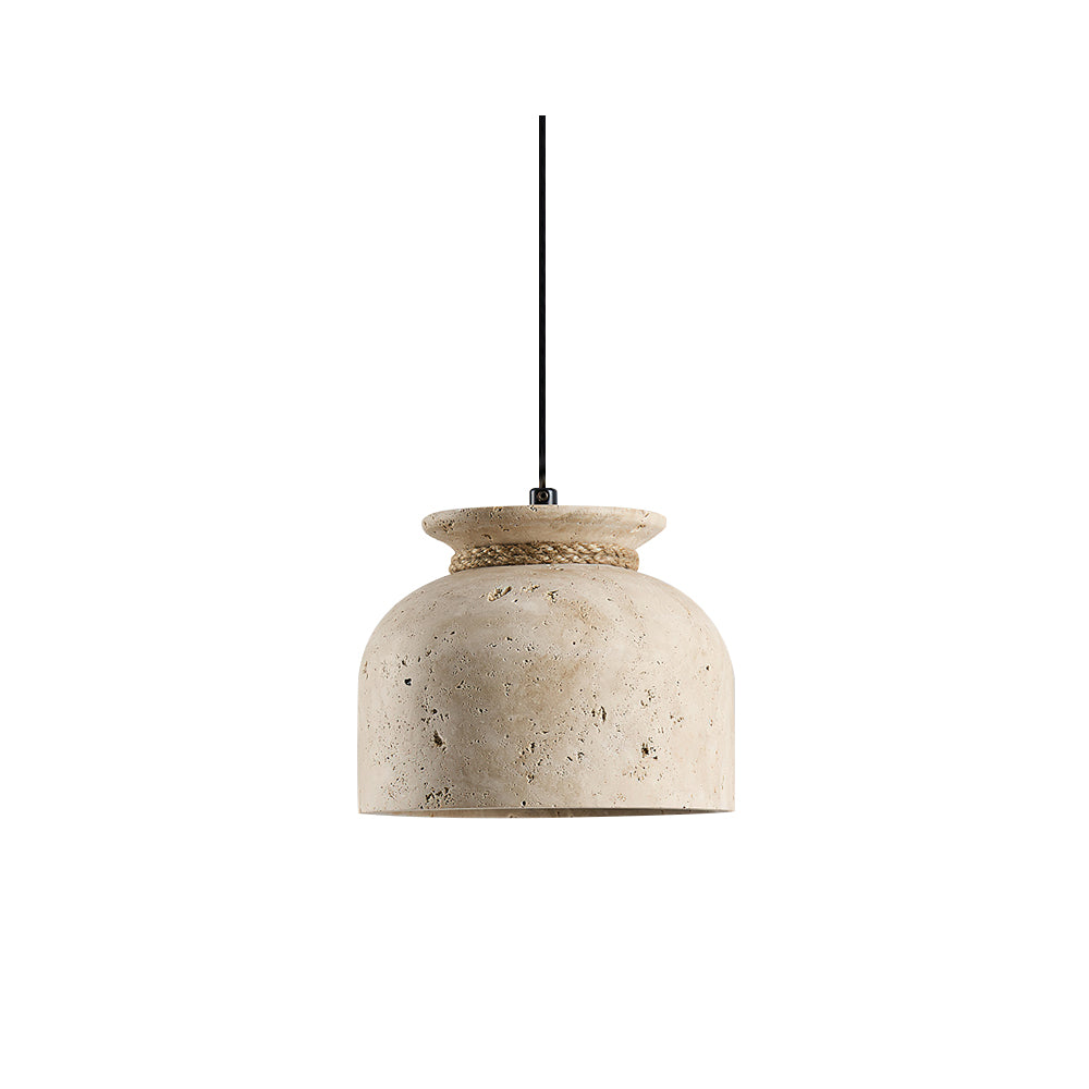 Pendant Light Beige Travertine Wabi-Sabi Bedroom | Blowlighting