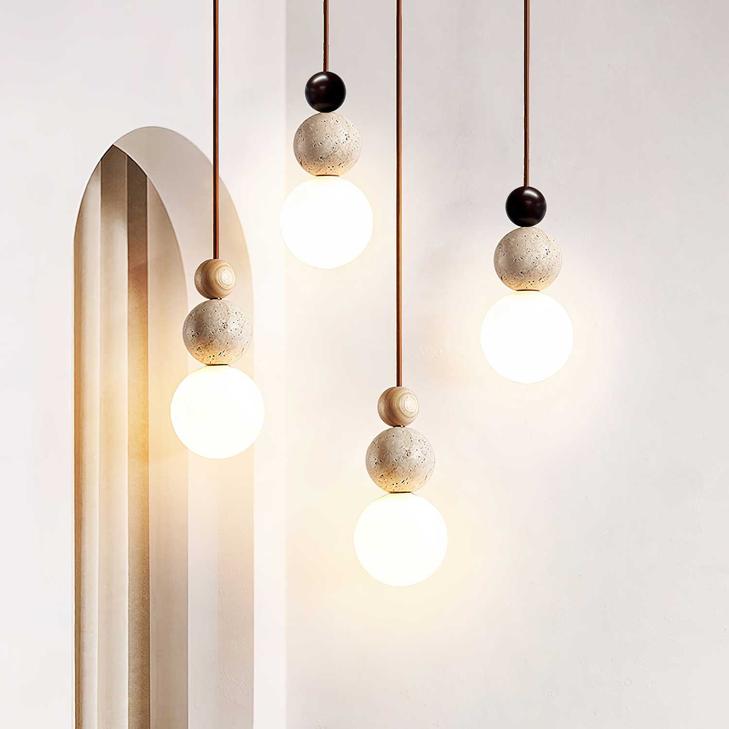 Ullaeia Sphere-Cluster Travertine Pendant Light - Blowlighting