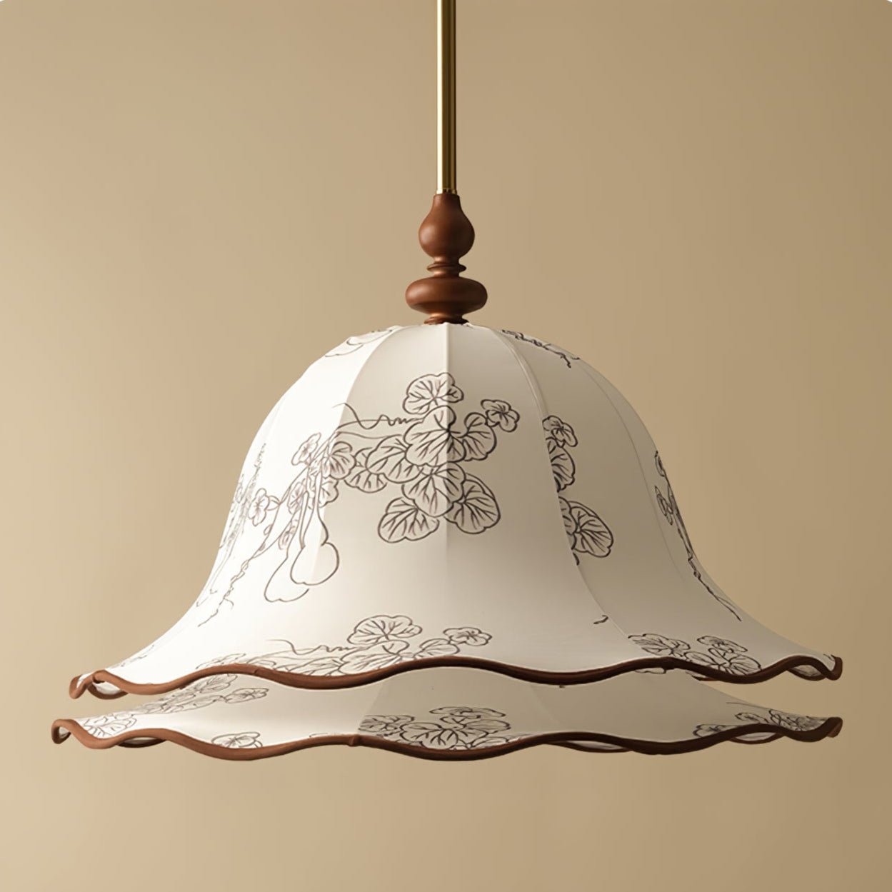 Ilsilis Traditional Elegance Floral Fabric Wood Pendant Lamp - Blowlighting