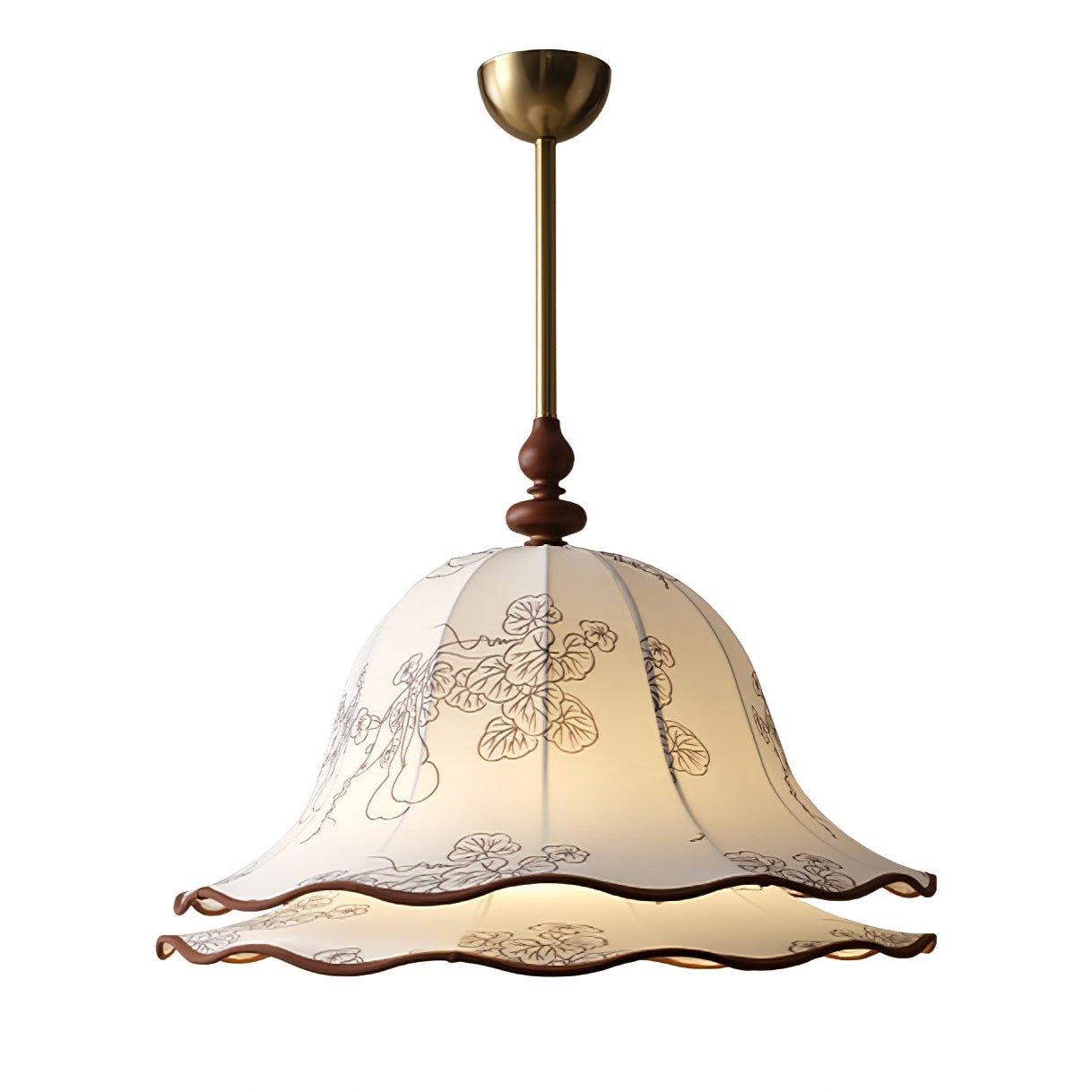 Ilsilis Traditional Elegance Floral Fabric Wood Pendant Lamp - Blowlighting
