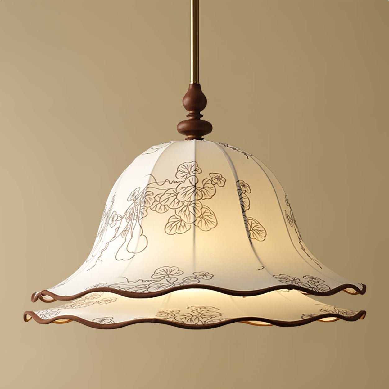 Ilsilis Traditional Elegance Floral Fabric Wood Pendant Lamp - Blowlighting