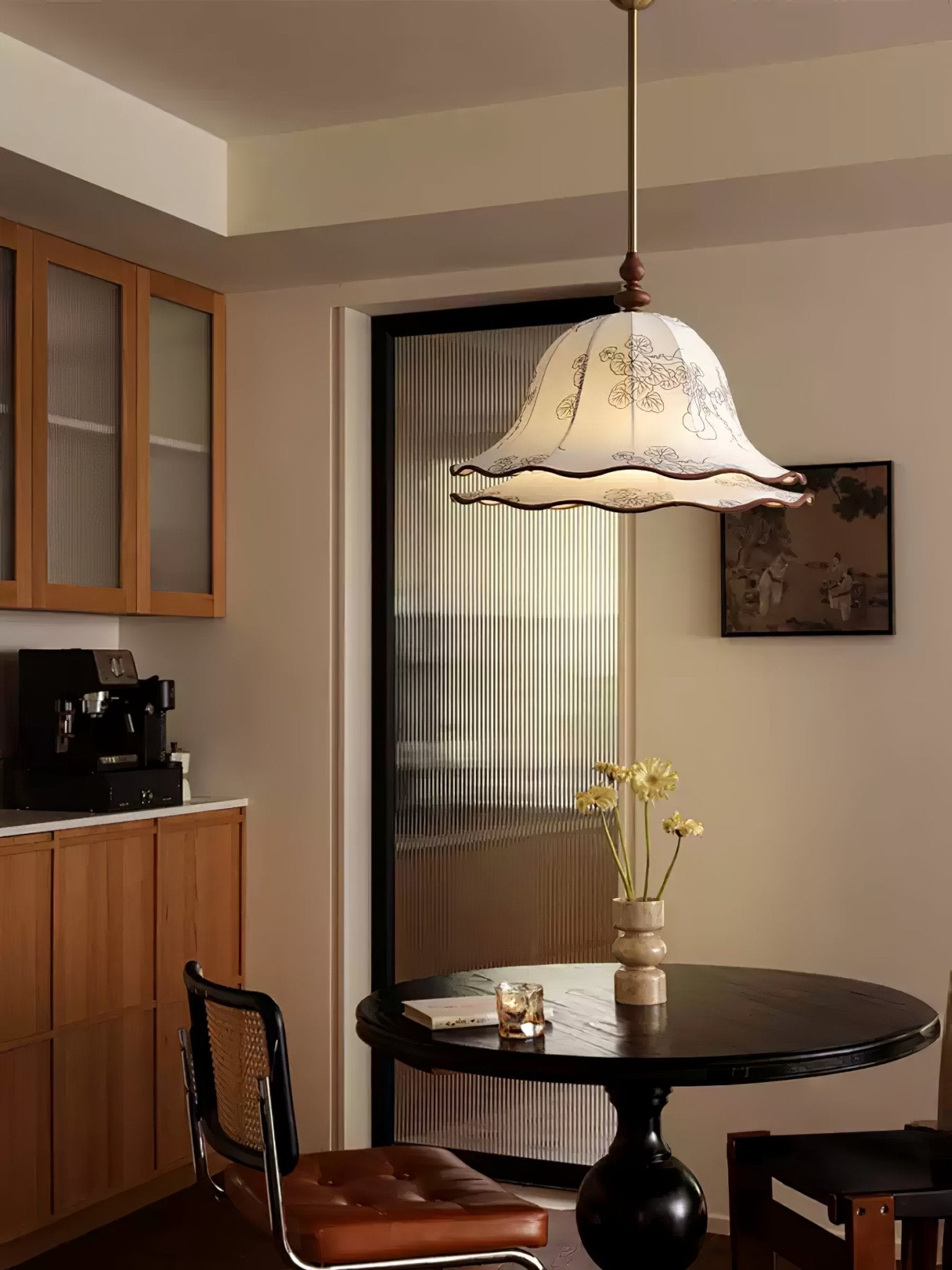 Ilsilis Traditional Elegance Floral Fabric Wood Pendant Lamp - Blowlighting