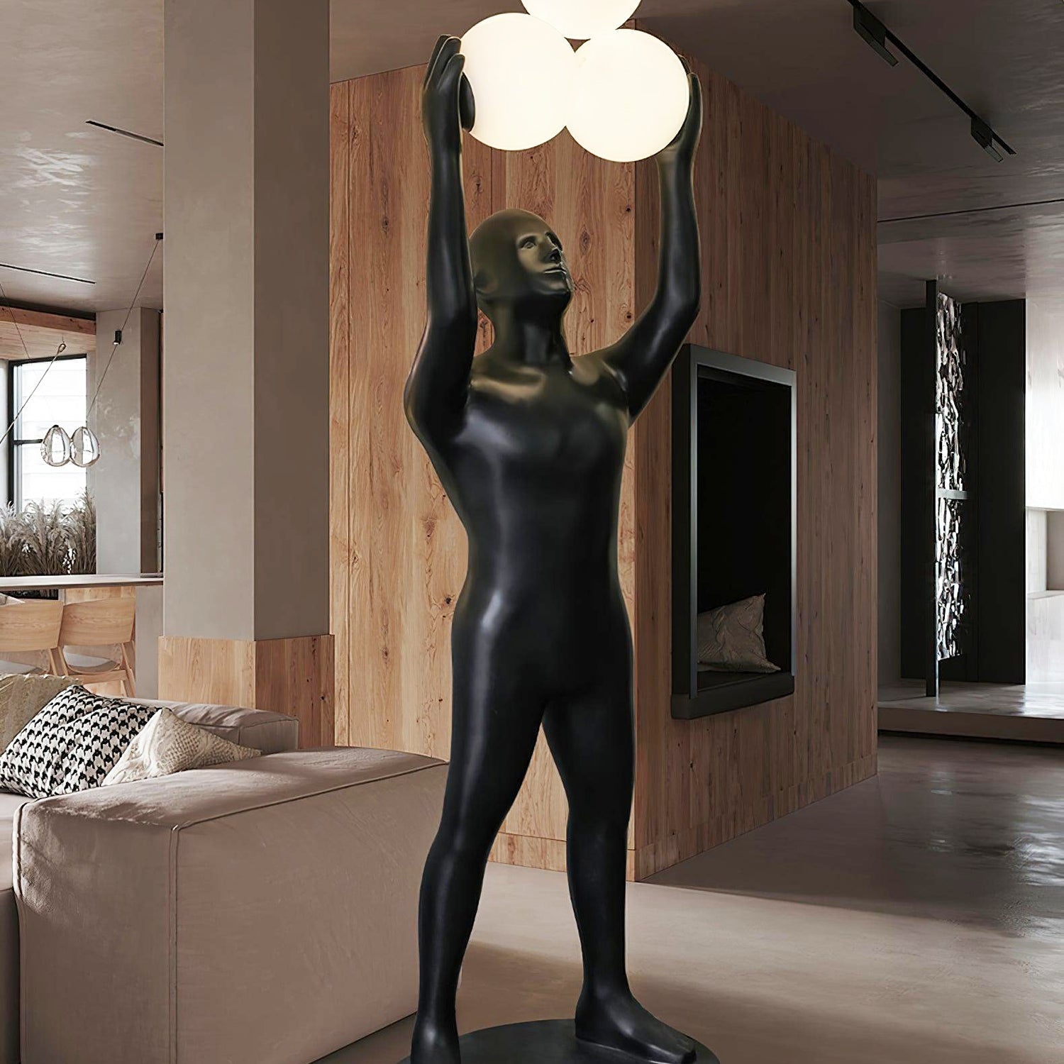 Athranis Uplifted Black Metal Sculptural Floor Lamp - Blowlighting