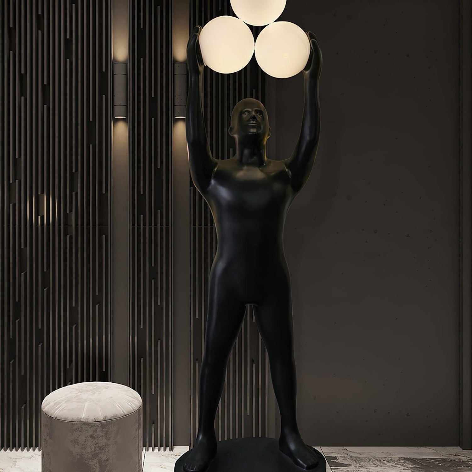 Athranis Uplifted Black Metal Sculptural Floor Lamp - Blowlighting