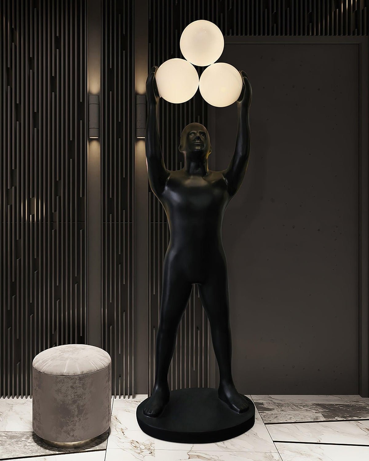 Athranis Uplifted Black Metal Sculptural Floor Lamp - Blowlighting
