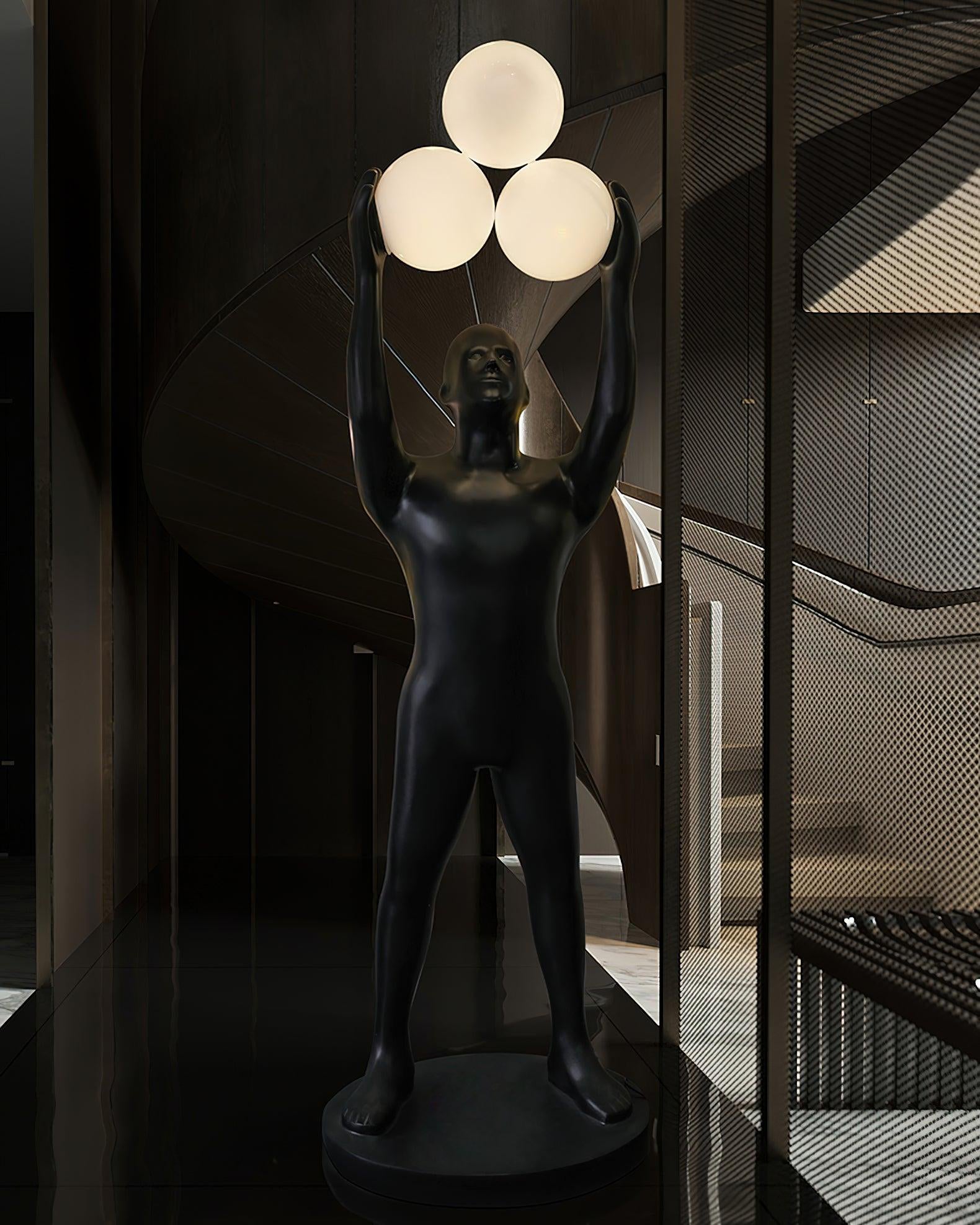 Athranis Uplifted Black Metal Sculptural Floor Lamp - Blowlighting