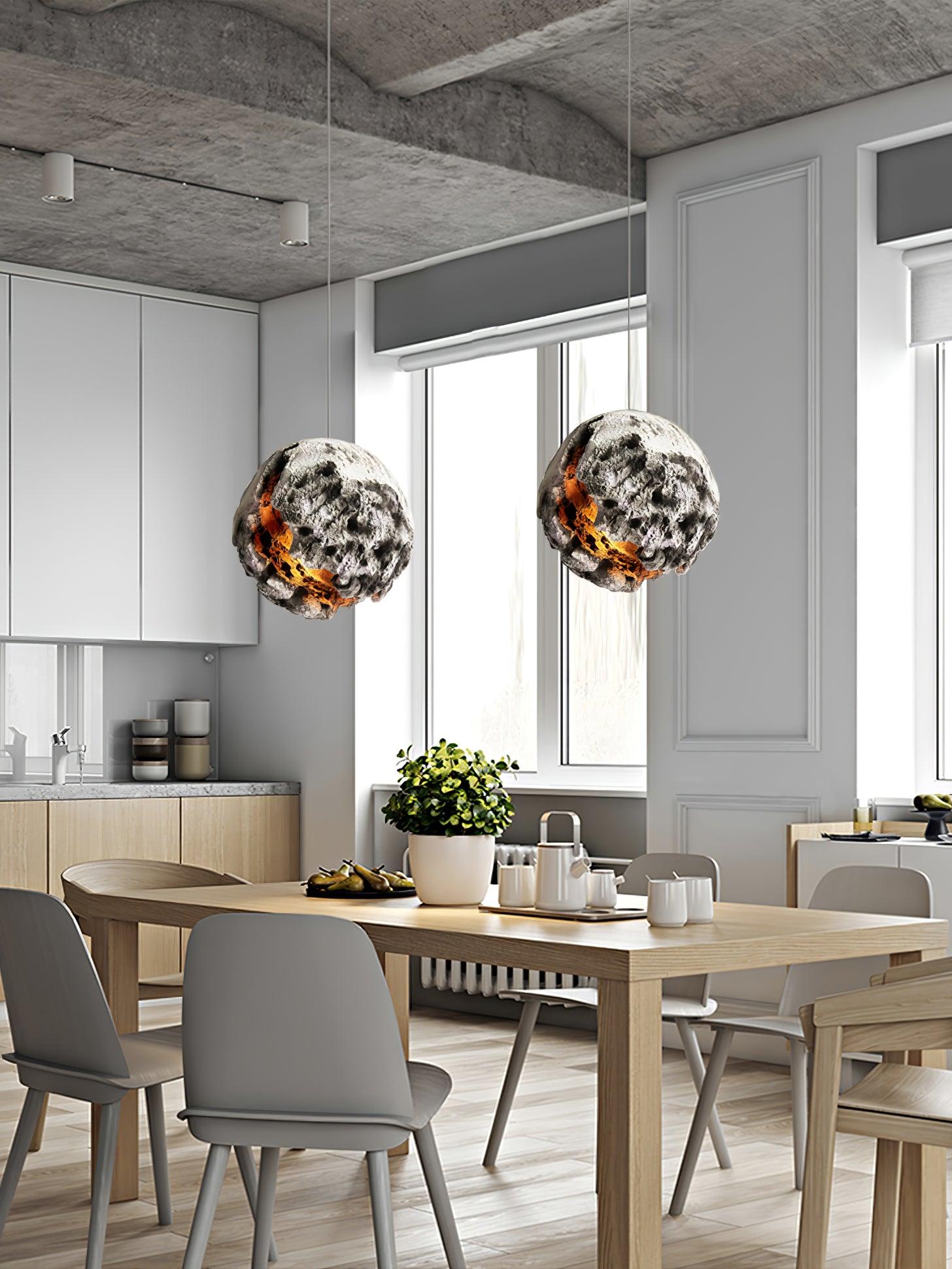 Ilphaara Irregular Planet Metal Plastic Pendant Lamp - Blowlighting