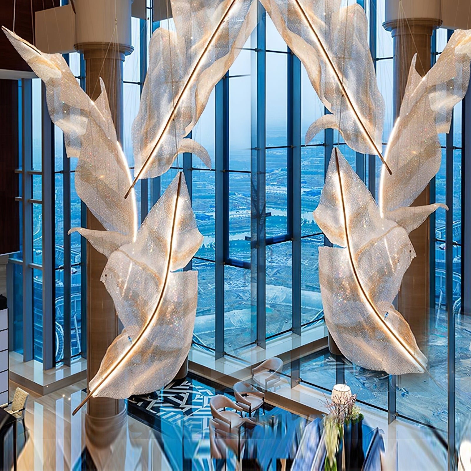 Zeshaen Individual Creativity Falling Leaves Glass Chandelier - Blowlighting