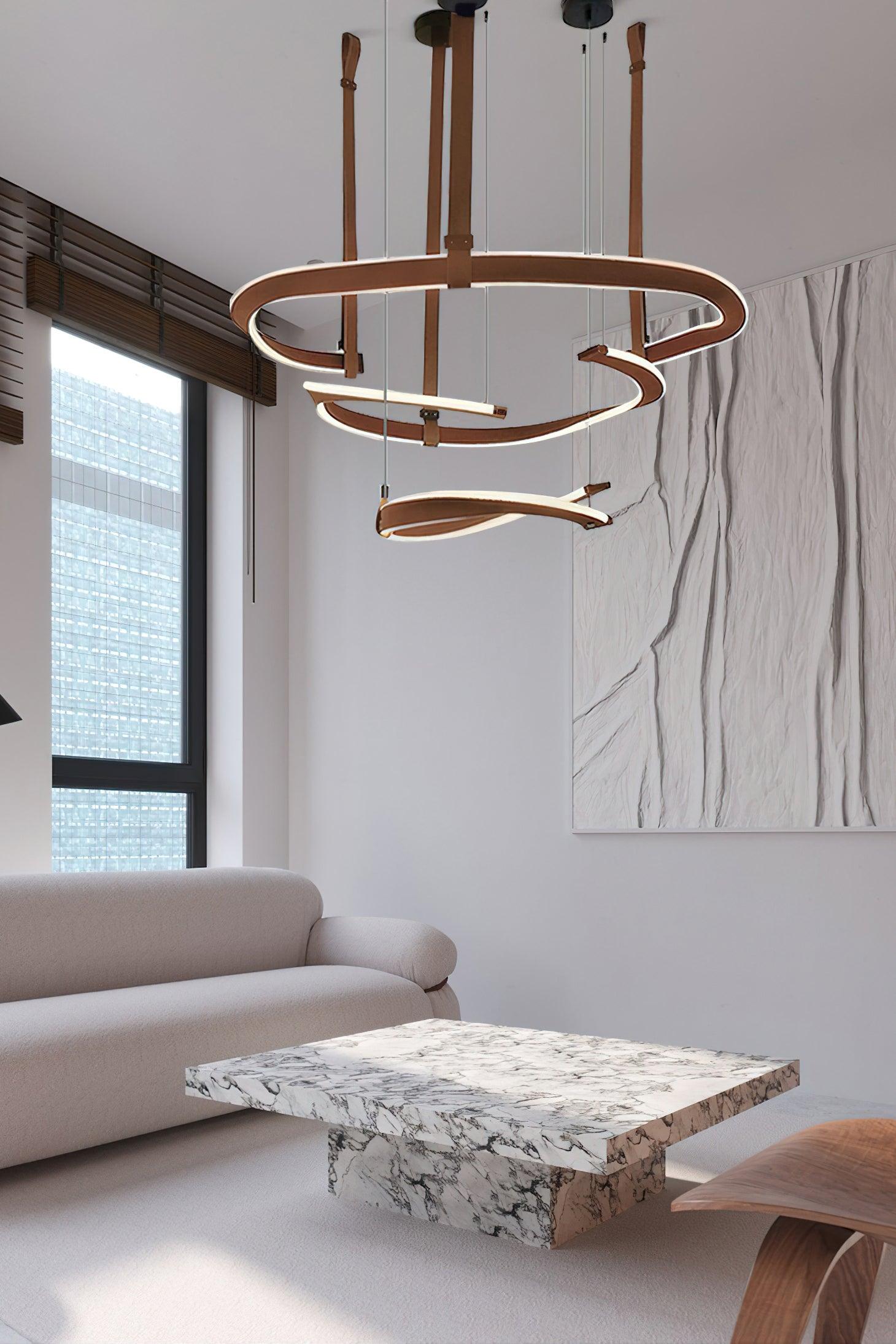 Cesorora Curved Artificial Leather Chandelier - Blowlighting