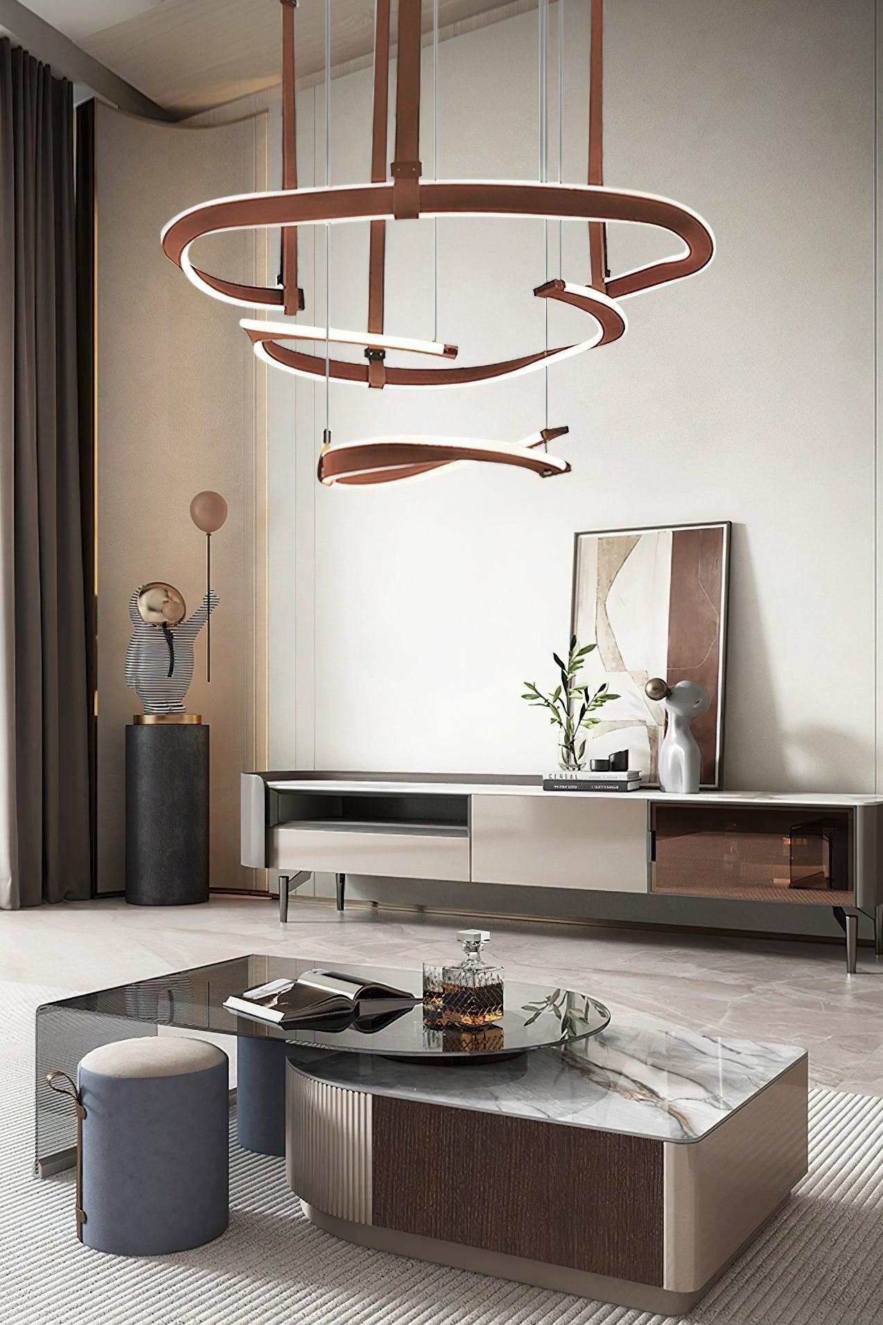 Cesorora Curved Artificial Leather Chandelier - Blowlighting