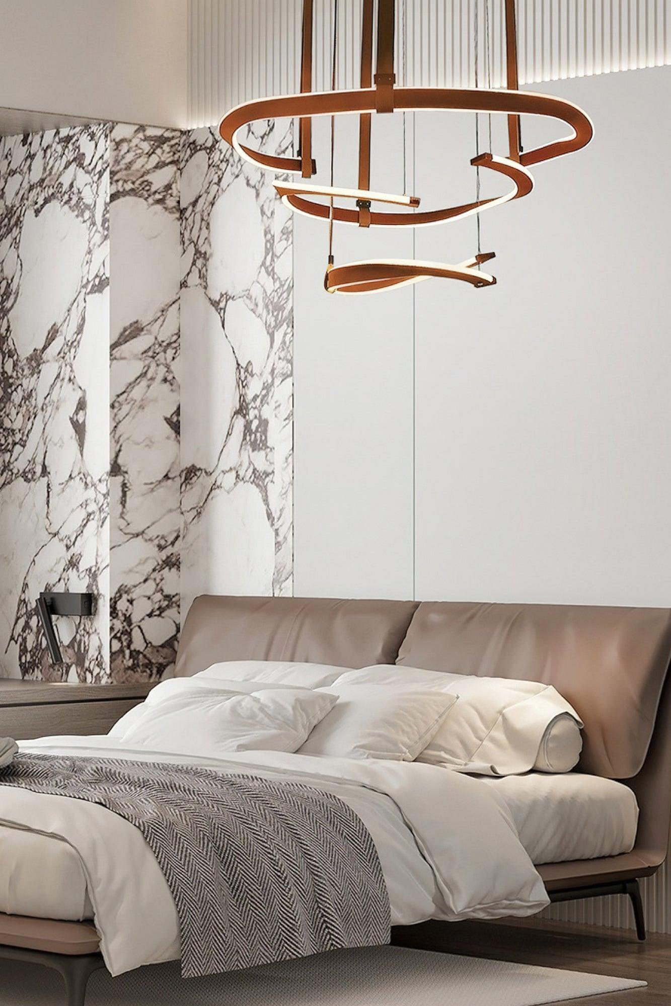 Cesorora Curved Artificial Leather Chandelier - Blowlighting