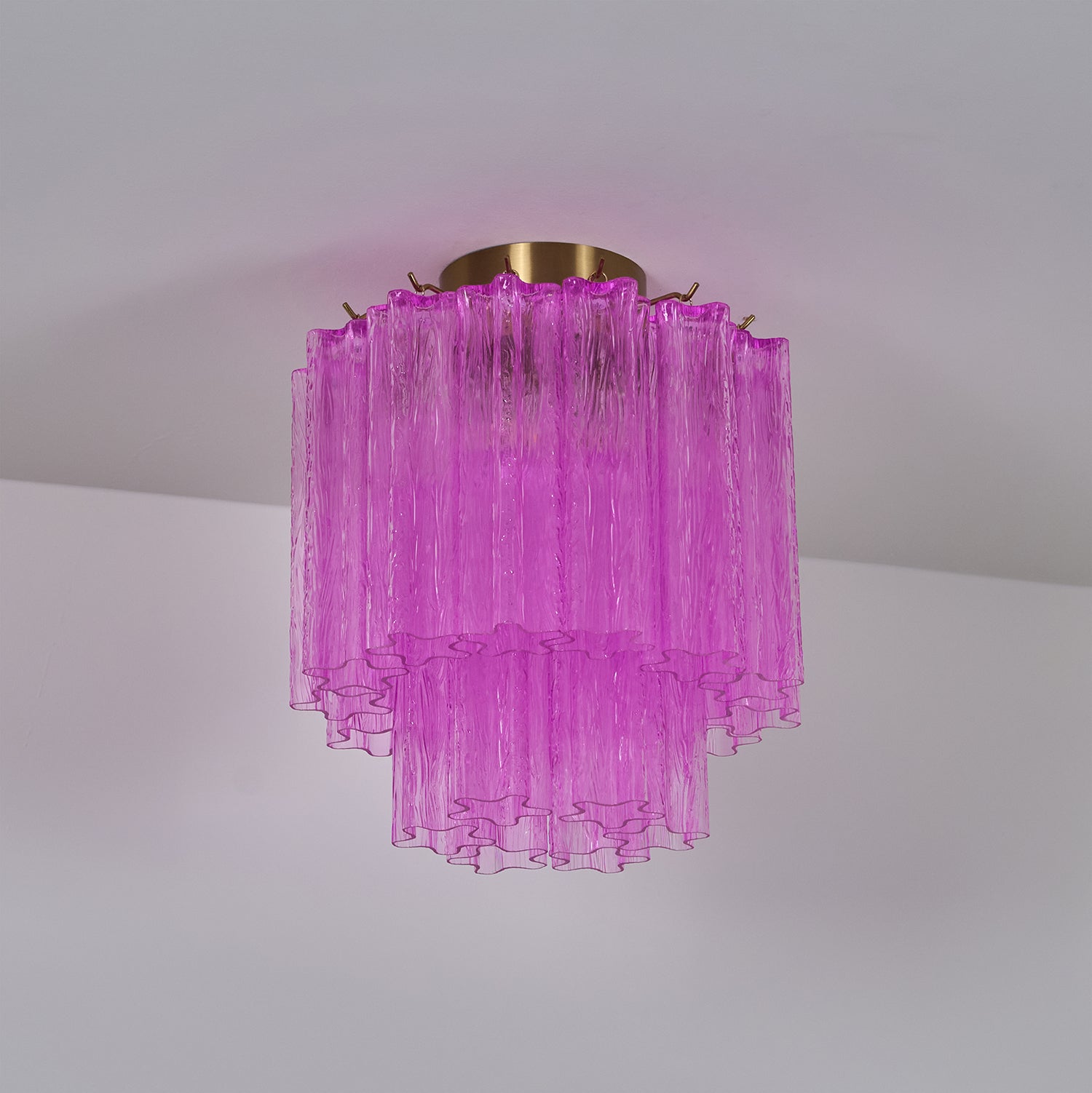 Aurora Ceiling Lamp Purple Murano Glass Tiered Flush Mount - Blowlighting