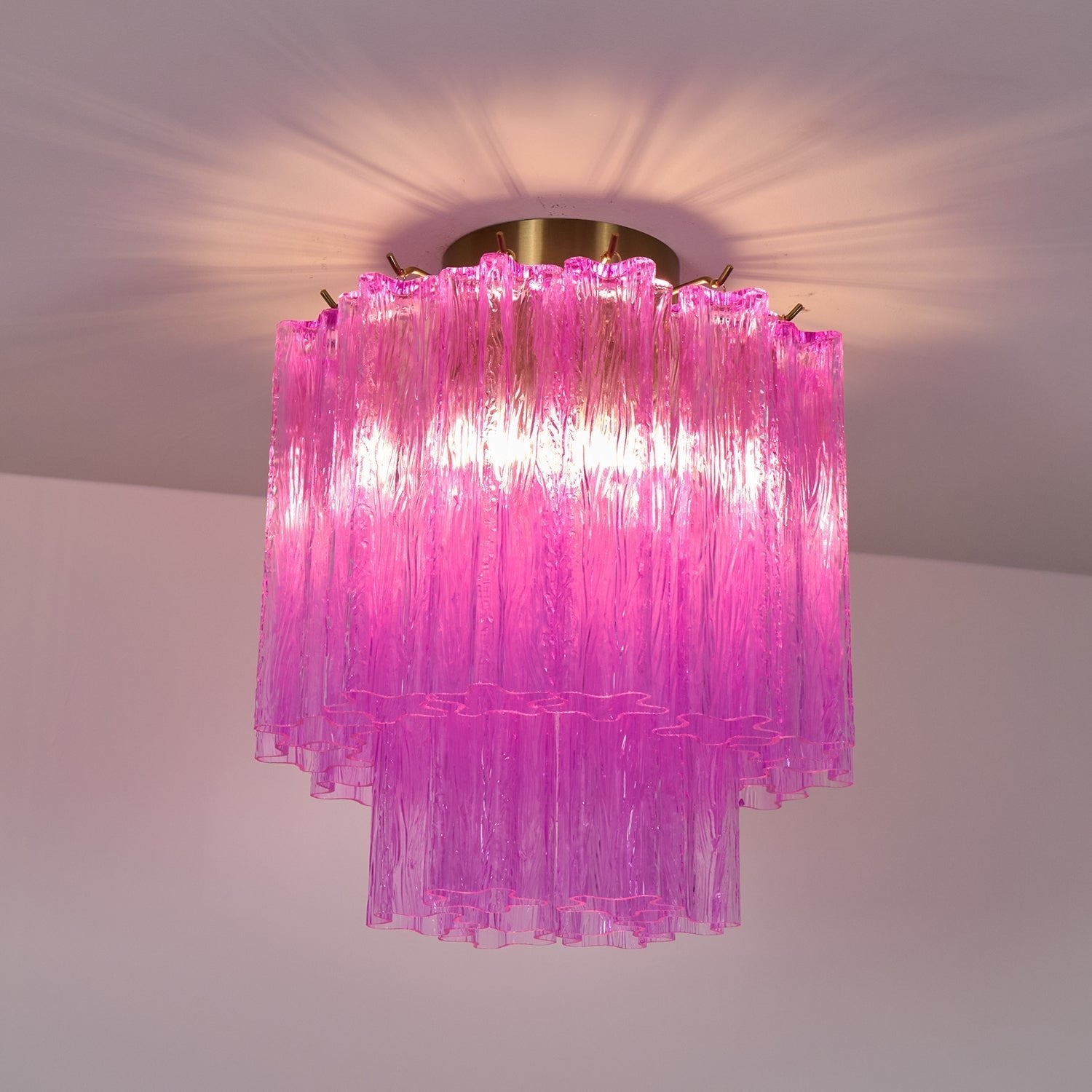 Aurora Ceiling Lamp Purple Murano Glass Tiered Flush Mount - Blowlighting