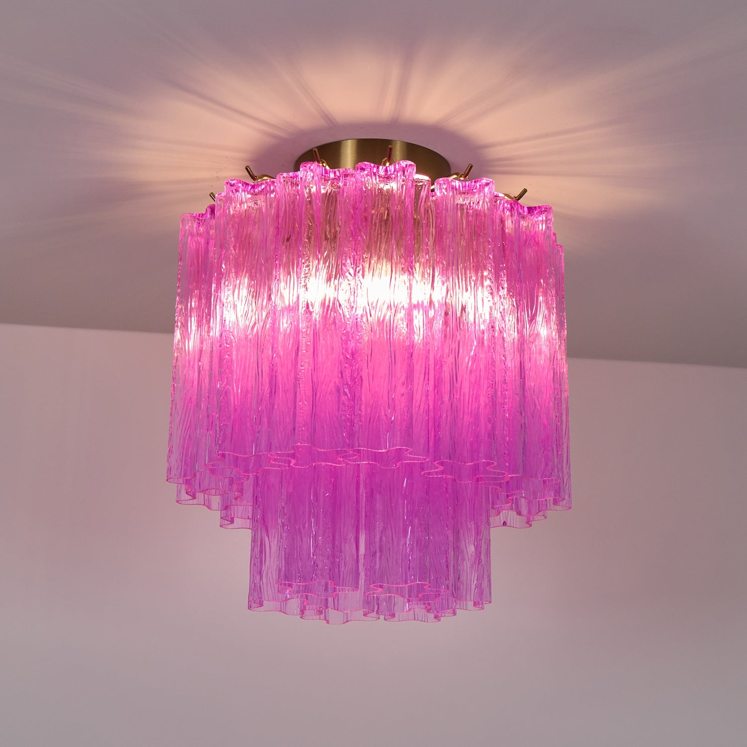 Aurora Ceiling Lamp Purple Murano Glass Tiered Flush Mount - Blowlighting