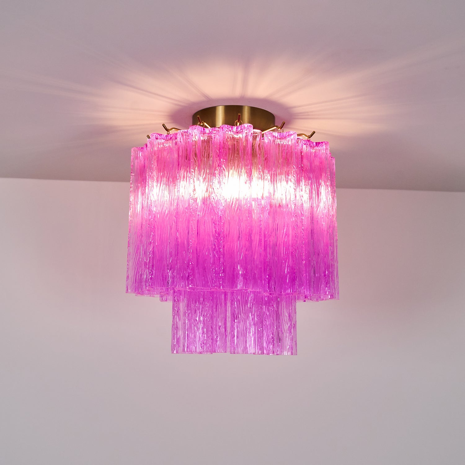 Aurora Ceiling Lamp Purple Murano Glass Tiered Flush Mount - Blowlighting