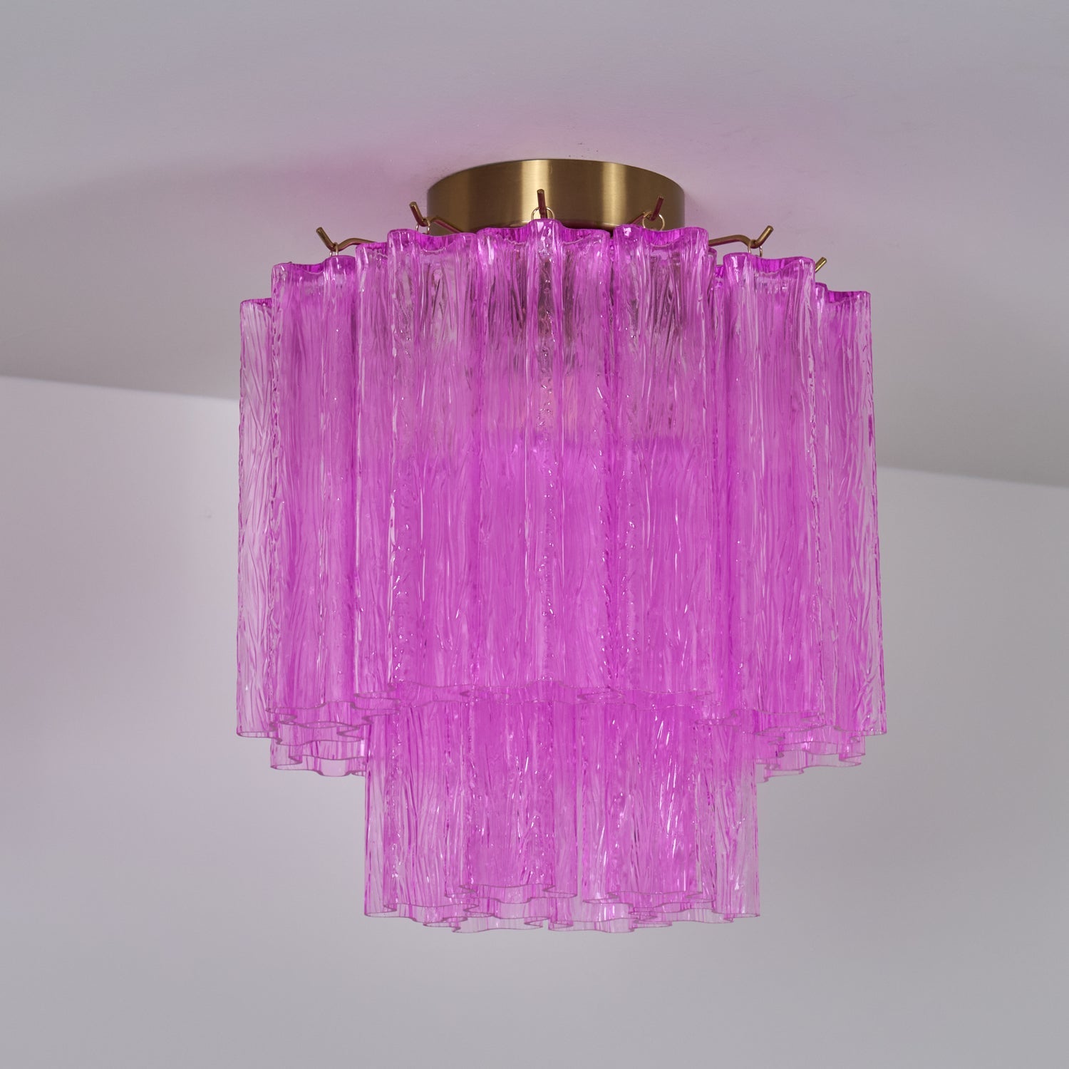 Aurora Ceiling Lamp Purple Murano Glass Tiered Flush Mount - Blowlighting