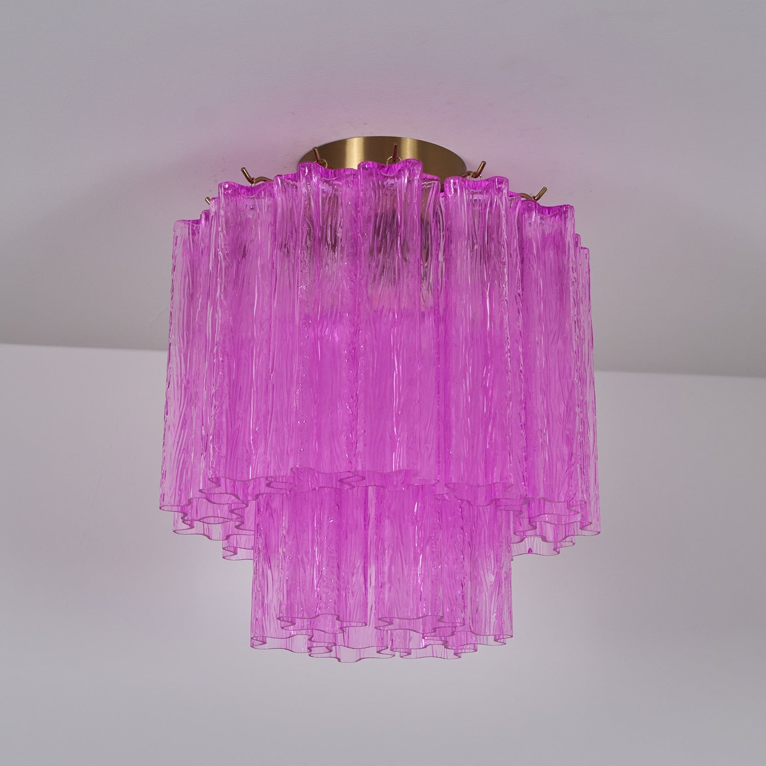 Aurora Ceiling Lamp Purple Murano Glass Tiered Flush Mount - Blowlighting