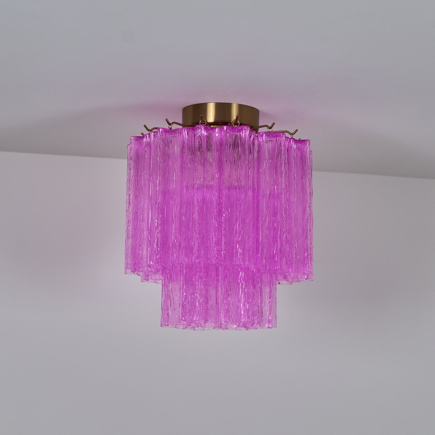 Aurora Ceiling Lamp Purple Murano Glass Tiered Flush Mount - Blowlighting