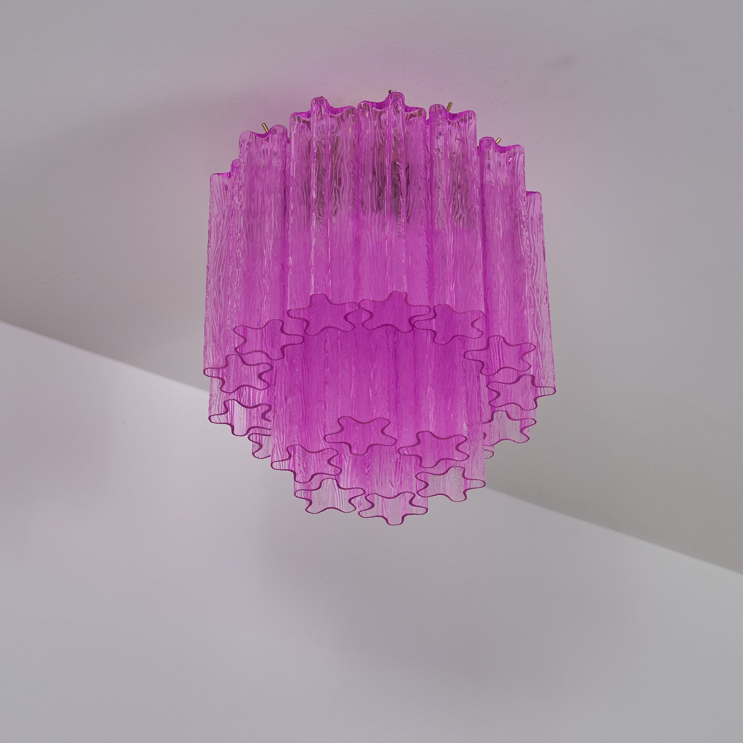 Aurora Ceiling Lamp Purple Murano Glass Tiered Flush Mount - Blowlighting