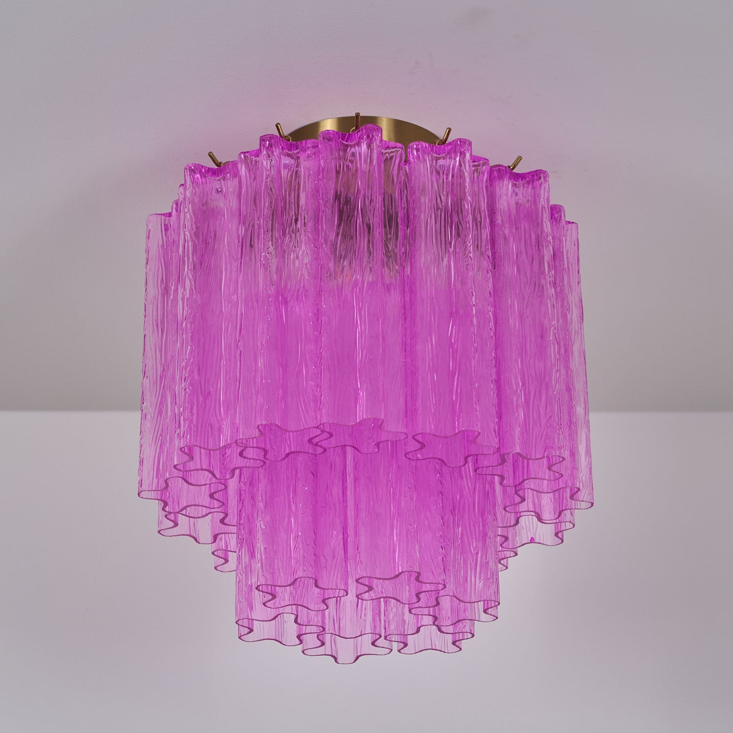 Aurora Ceiling Lamp Purple Murano Glass Tiered Flush Mount - Blowlighting