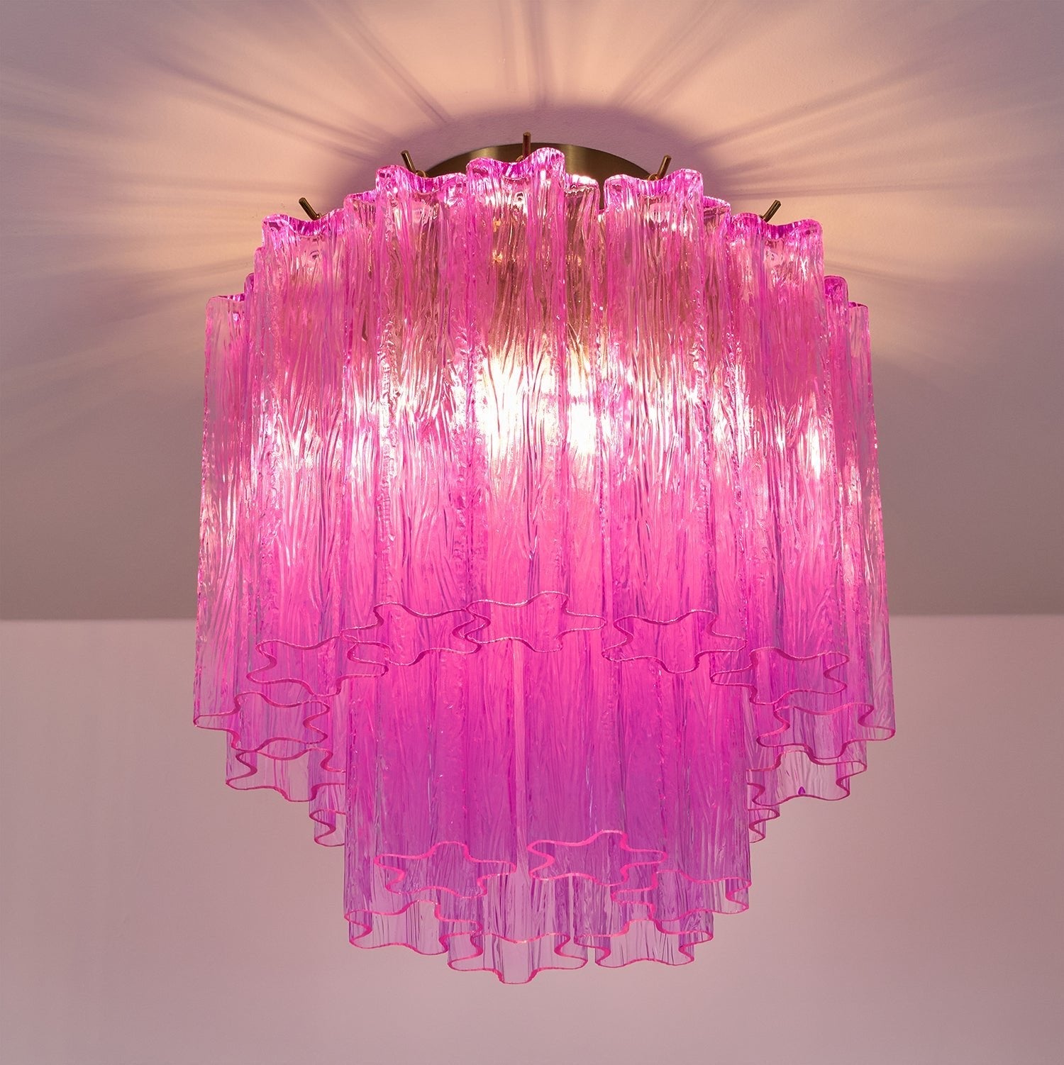 Aurora Ceiling Lamp Purple Murano Glass Tiered Flush Mount - Blowlighting