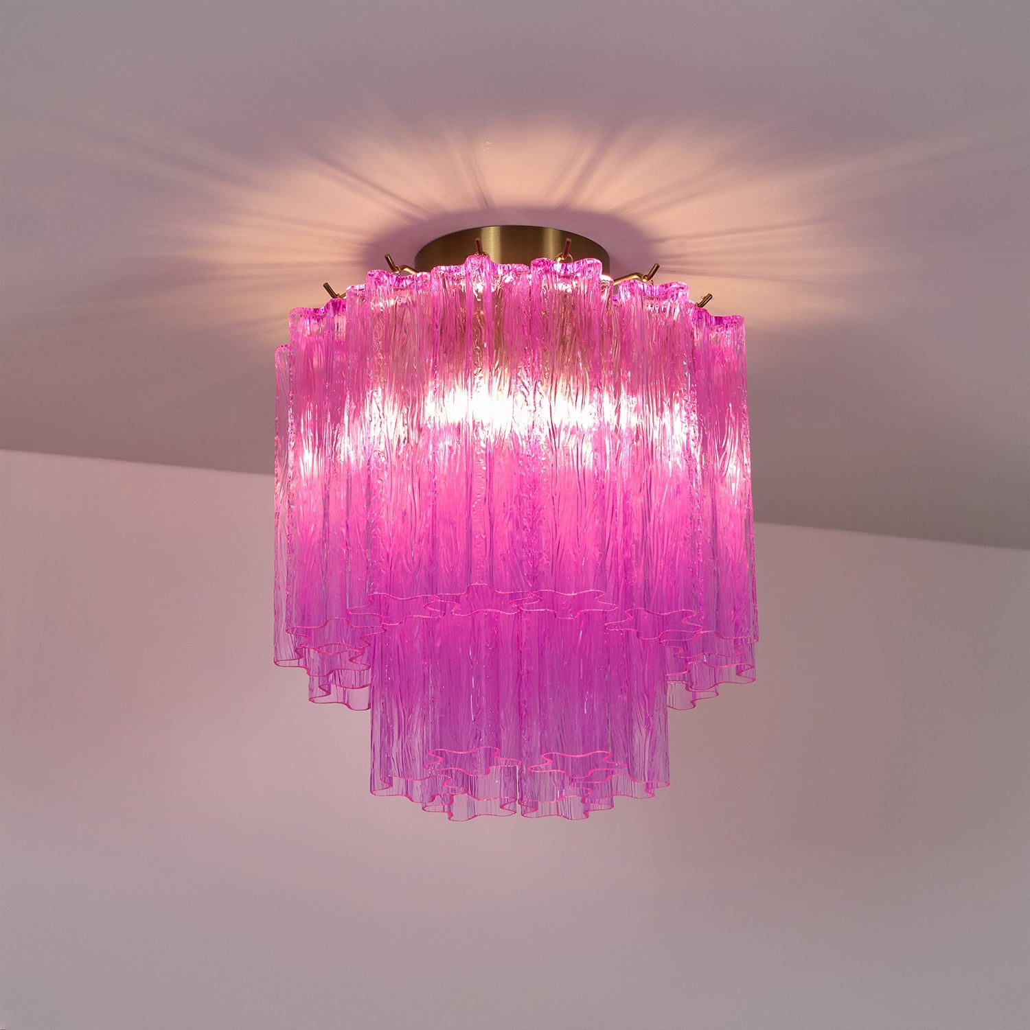 Aurora Ceiling Lamp Purple Murano Glass Tiered Flush Mount - Blowlighting