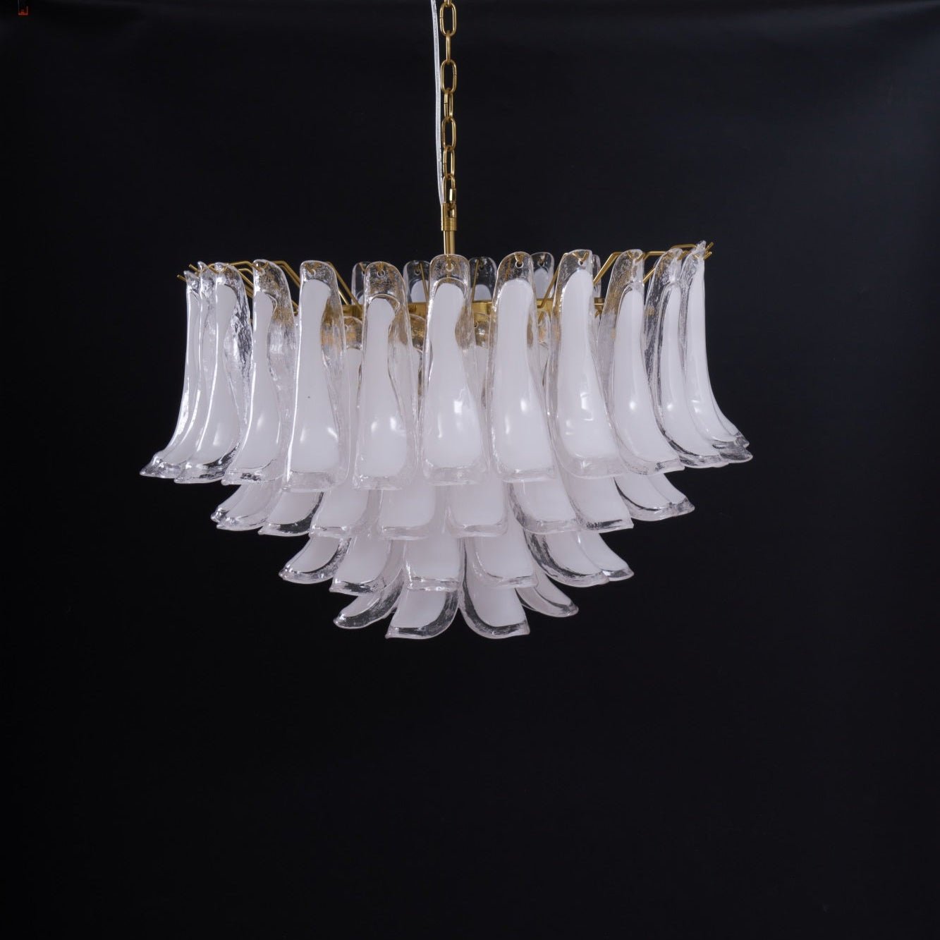 Aurora Chandelier Pink Glass Leaf Layered Floral Glamour - Blowlighting
