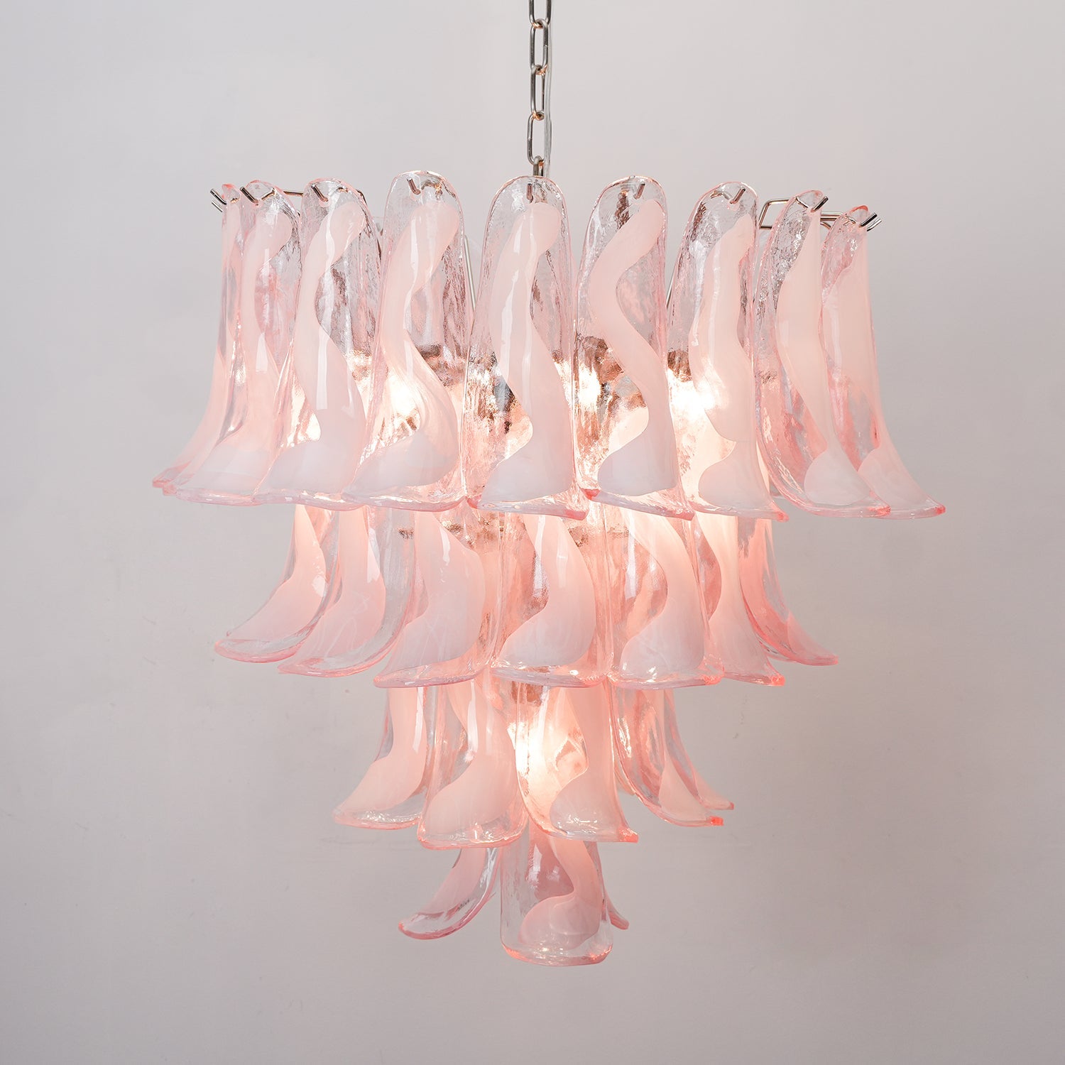 Aurora Chandelier Pink Murano Lily Petal Cascading Floral Classic - Blowlighting