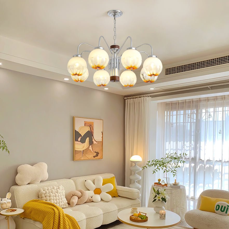 Ulliria Nordic Art Flower Walnut Glass Chandelier - Blowlighting