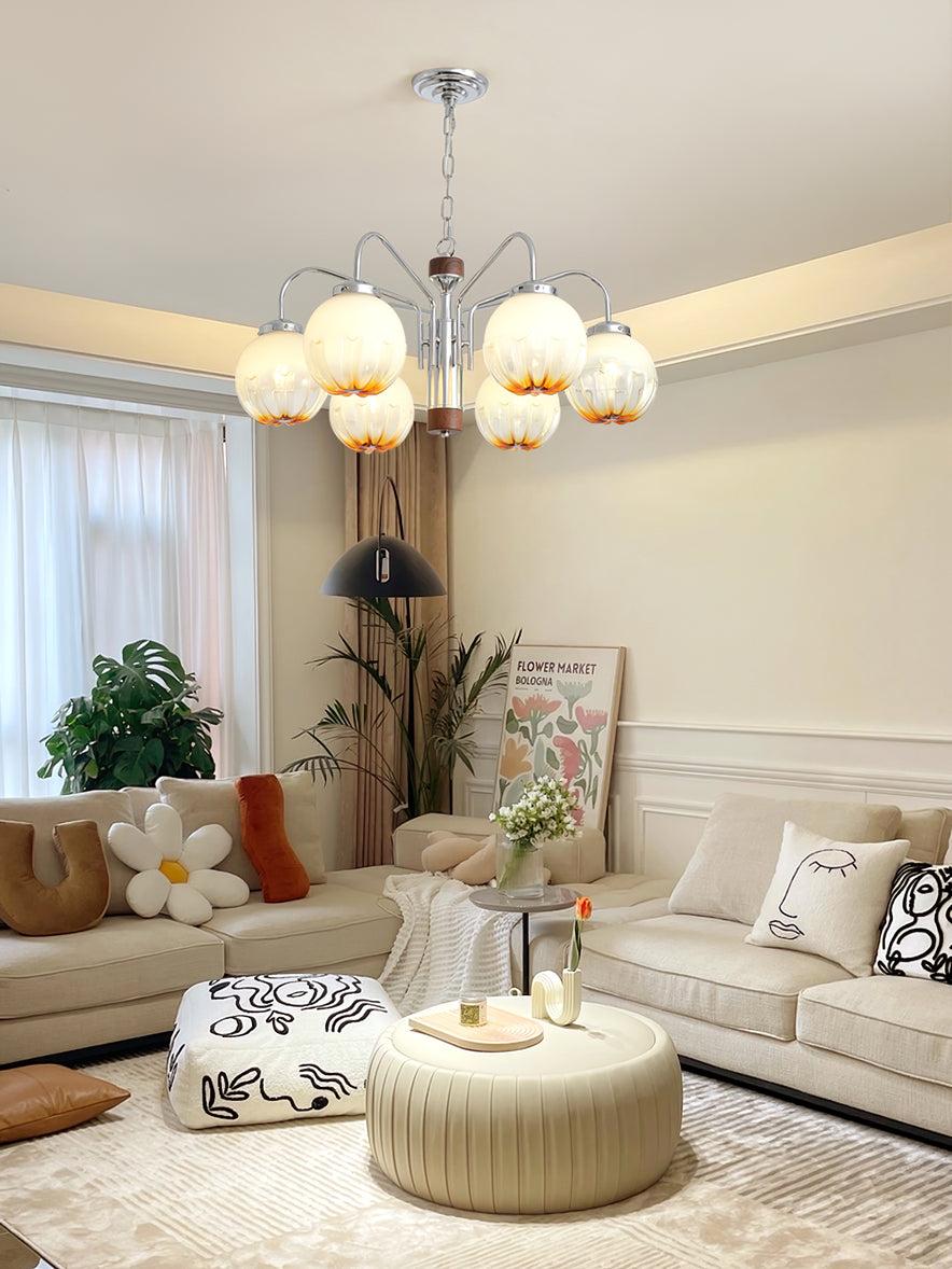 Ulliria Nordic Art Flower Walnut Glass Chandelier - Blowlighting