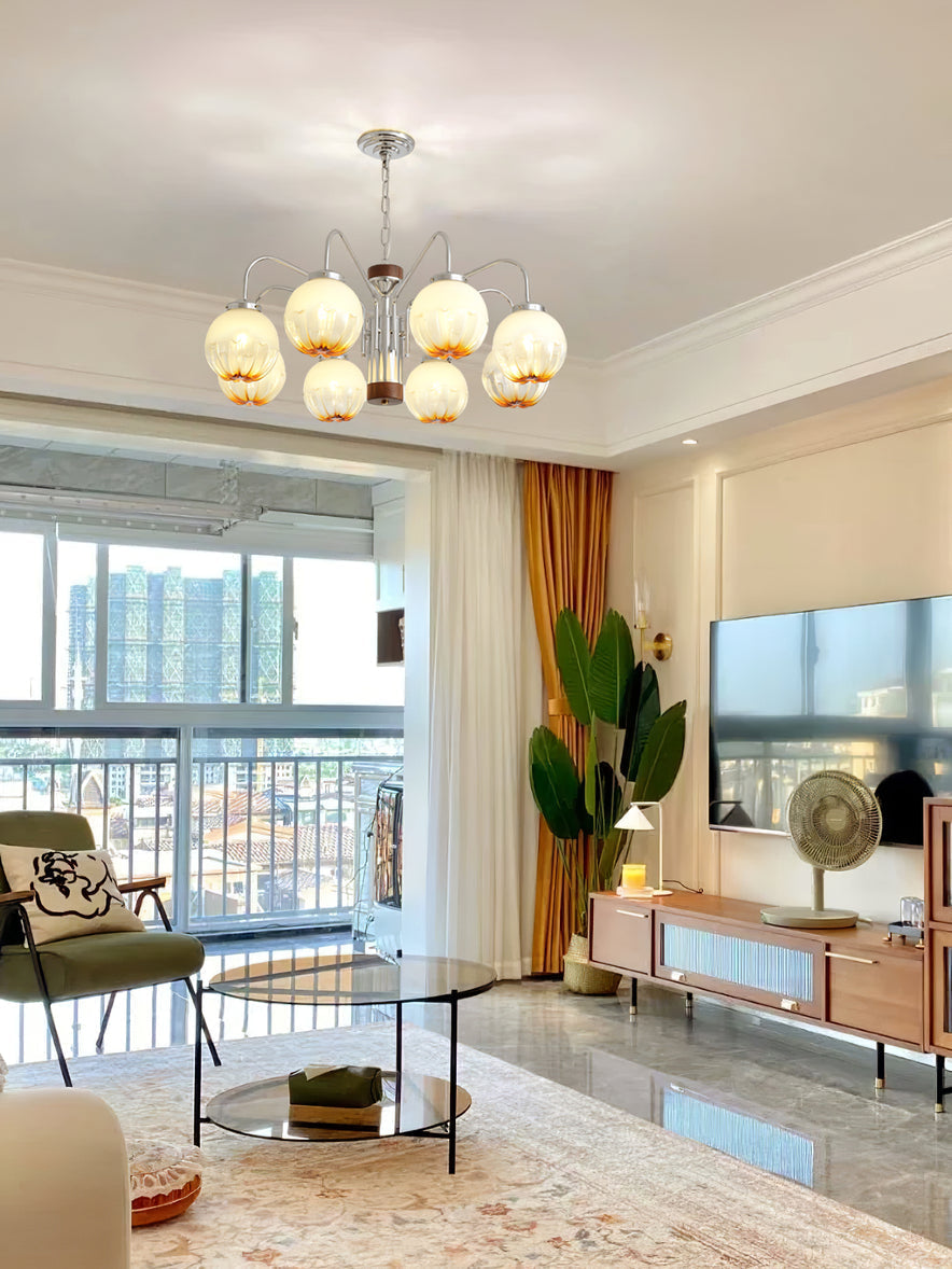 Ulliria Nordic Art Flower Walnut Glass Chandelier - Blowlighting