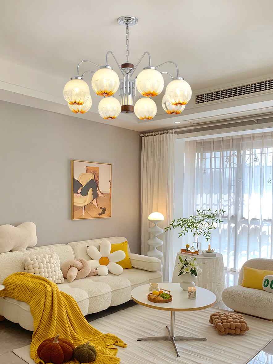 Ulliria Nordic Art Flower Walnut Glass Chandelier - Blowlighting