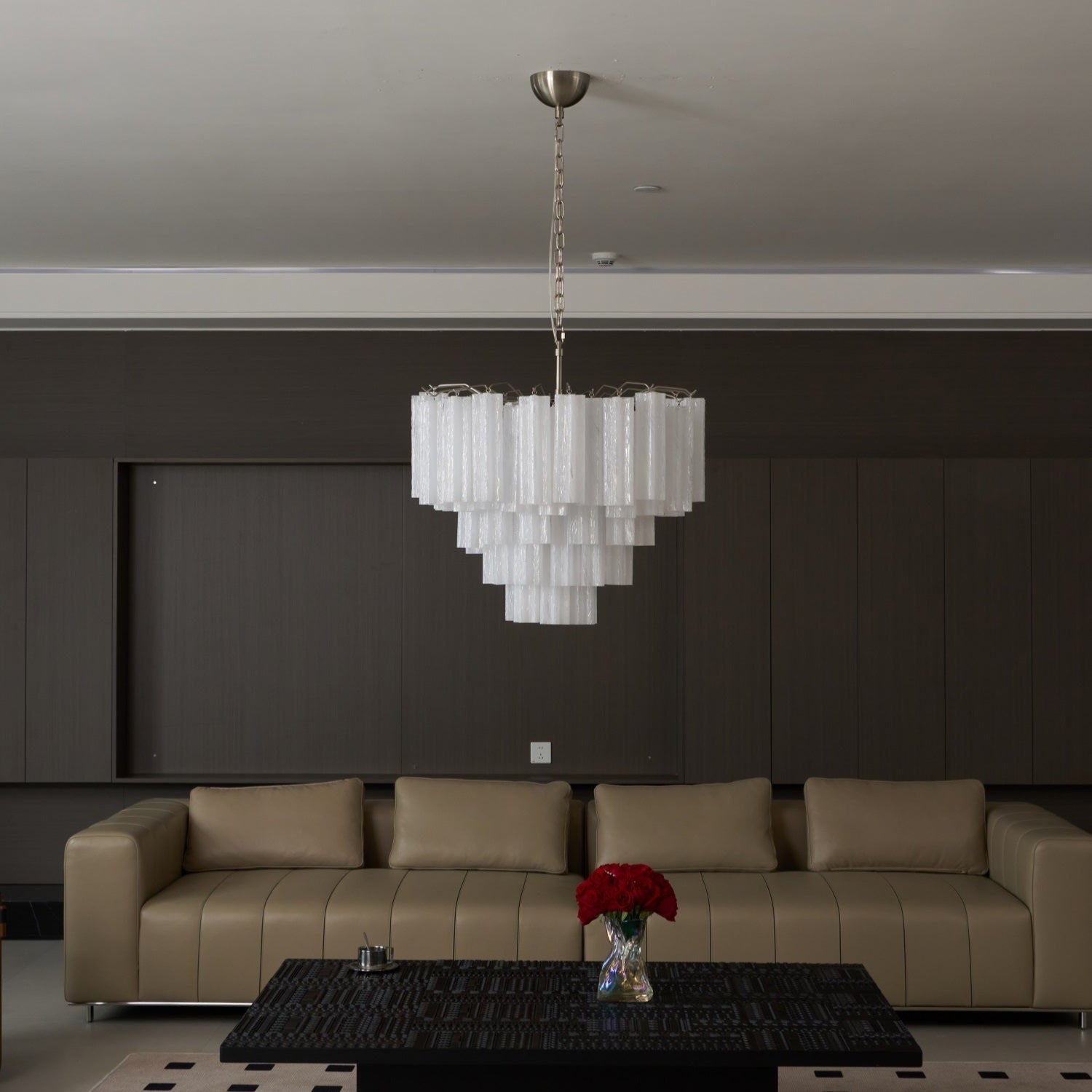 Aurora Chandelier Frosted Murano Glass Tiered Cascade - Blowlighting