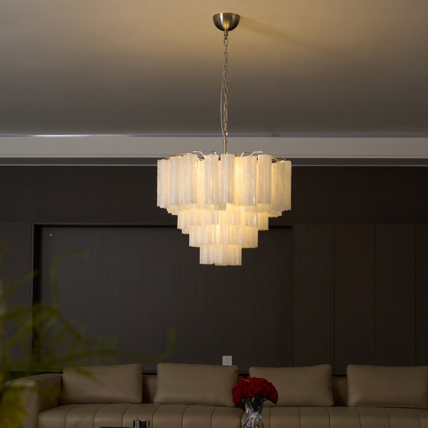 Aurora Chandelier Frosted Murano Glass Tiered Cascade - Blowlighting