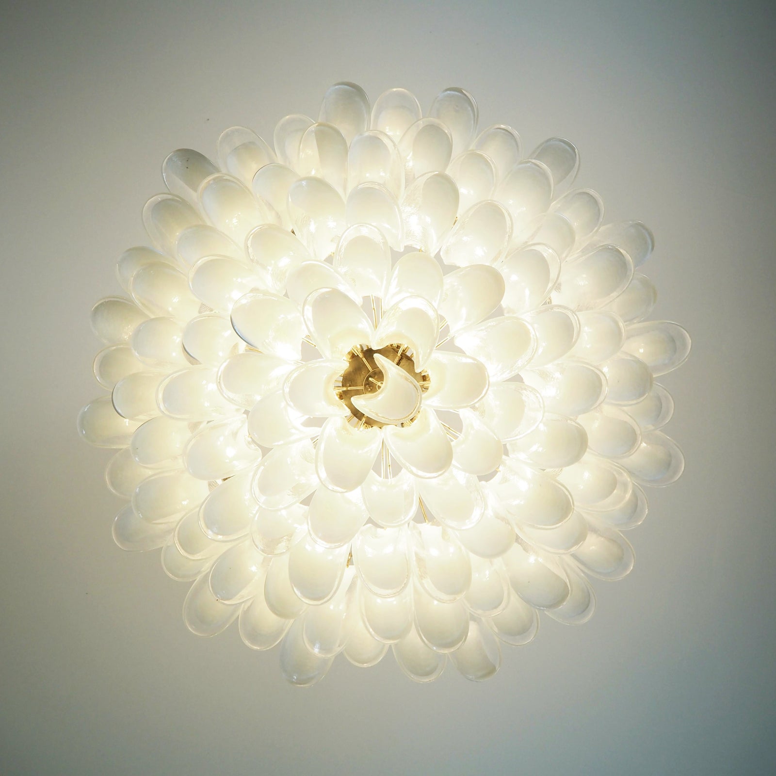 Aurora Chandelier White Murano Glass Petal Elegant - Blowlighting