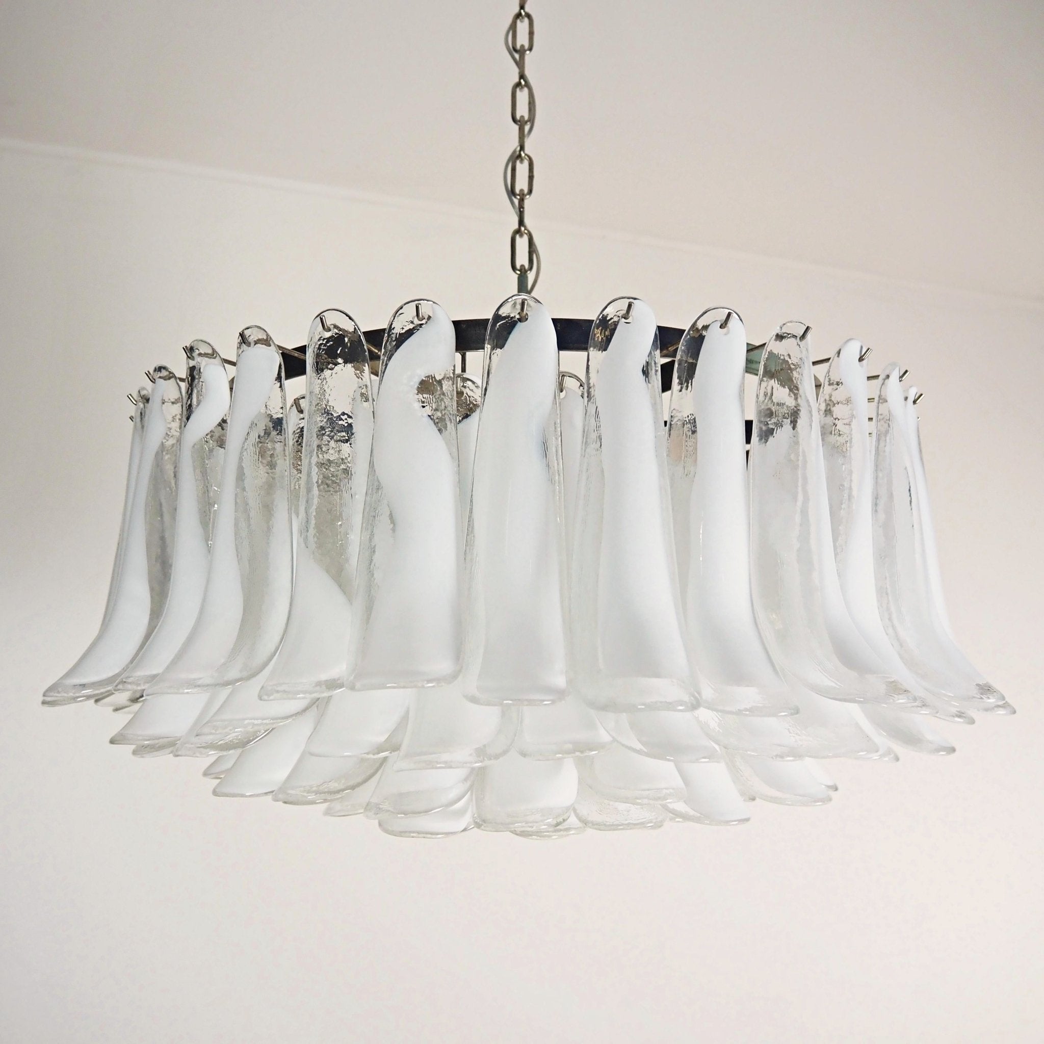 Aurora Chandelier White Murano Glass Petal Elegant - Blowlighting