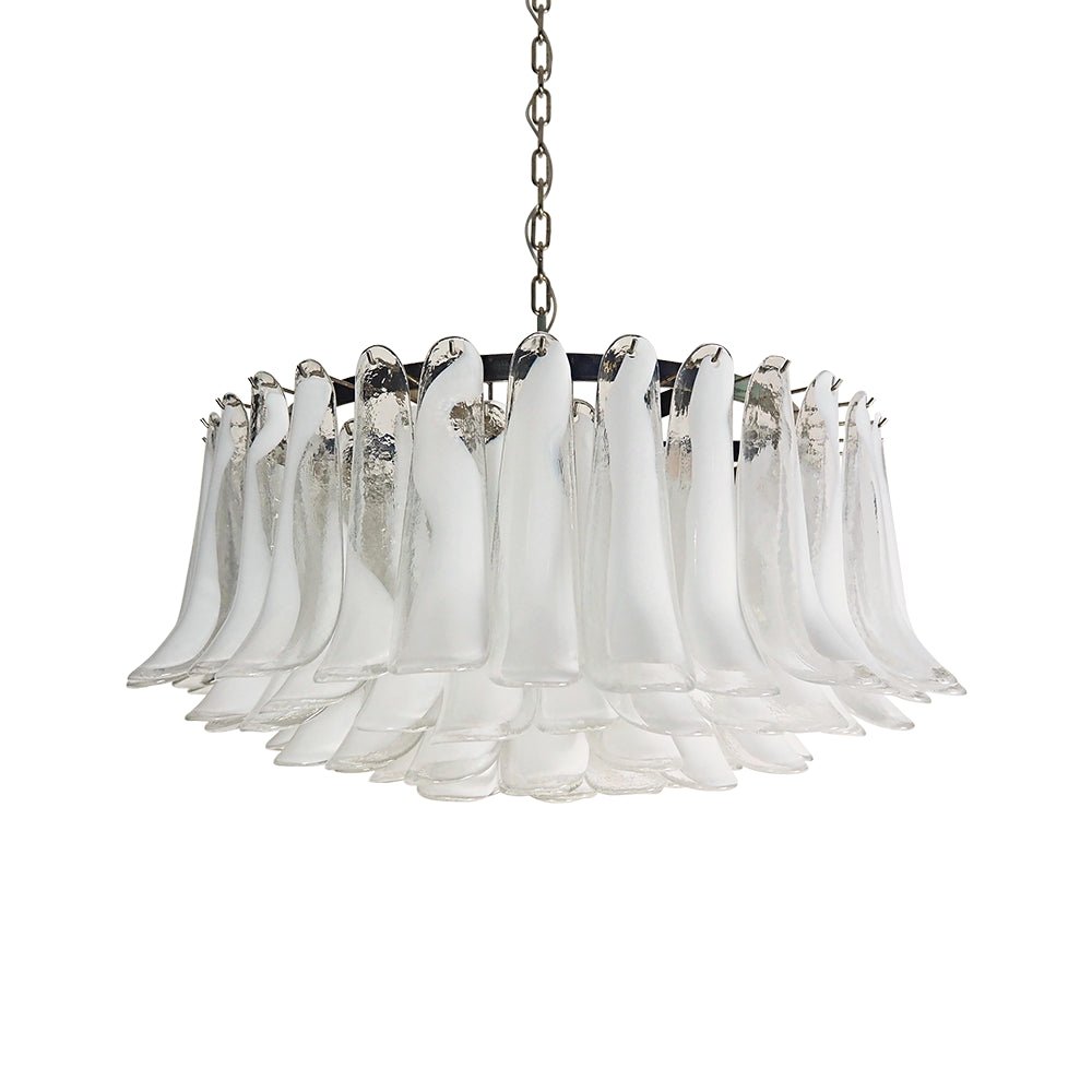 Aurora Chandelier White Murano Glass Petal Elegant - Blowlighting
