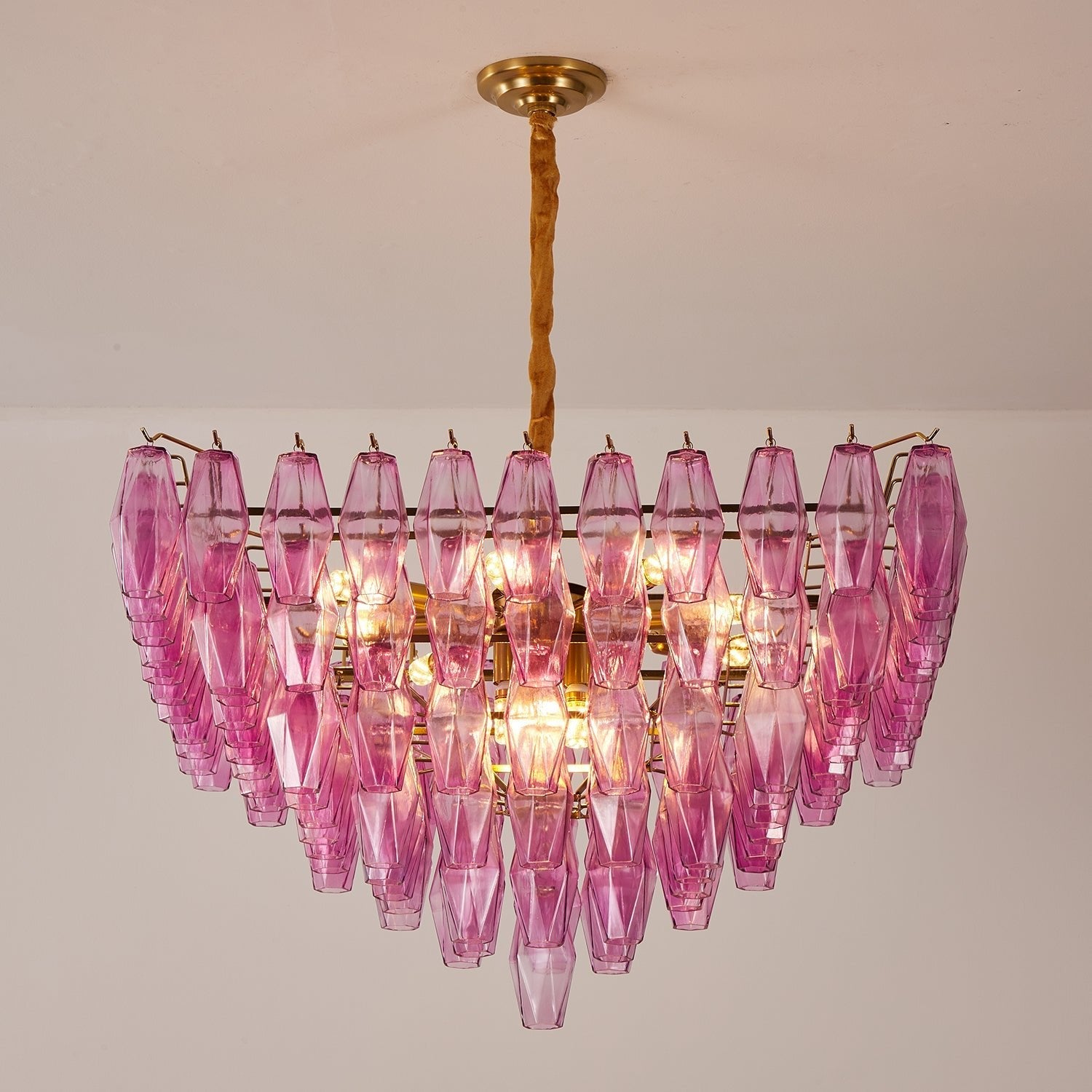 Aurora Chandelier Fuchsia Prism Inverted Pyramid - Blowlighting