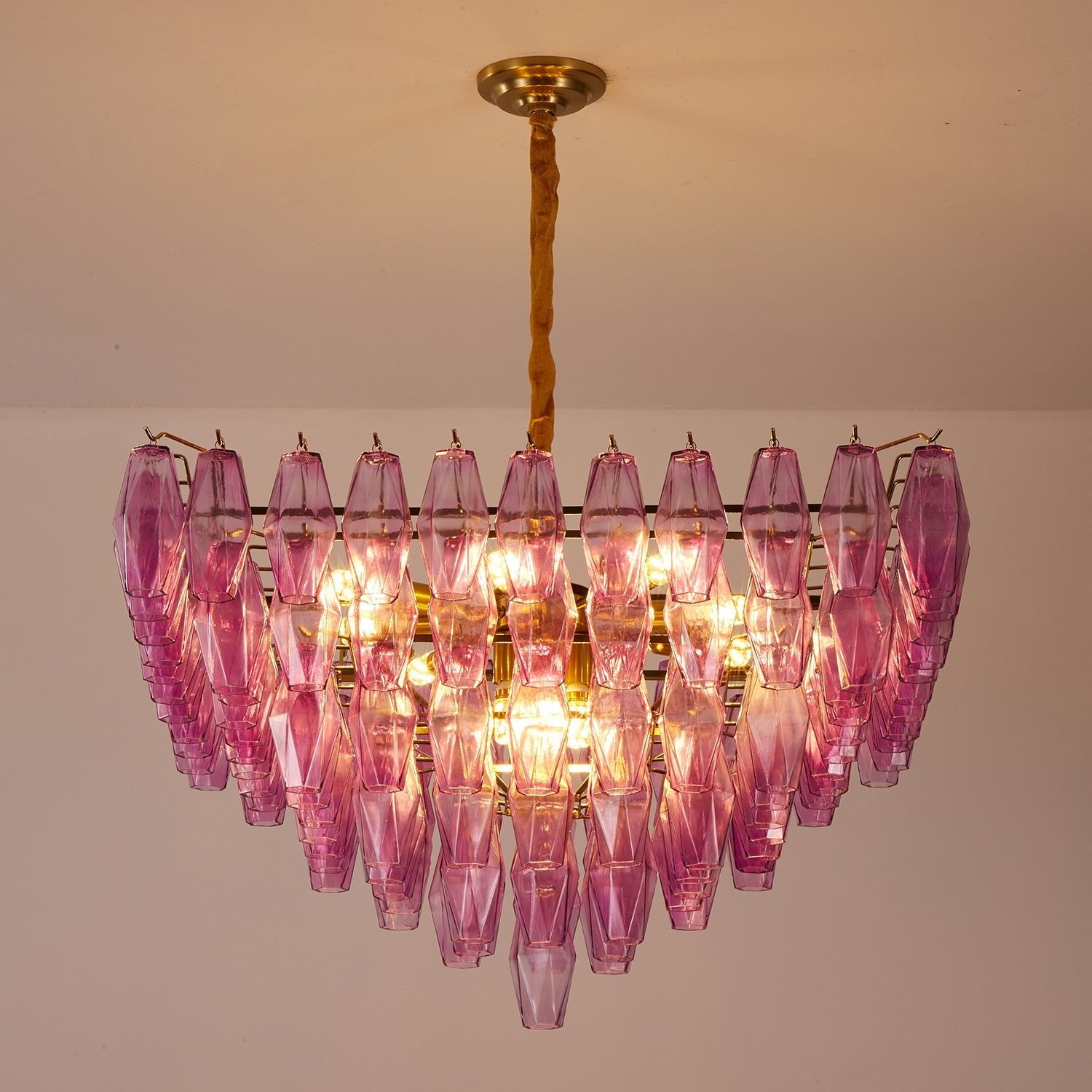 Aurora Chandelier Fuchsia Prism Inverted Pyramid - Blowlighting