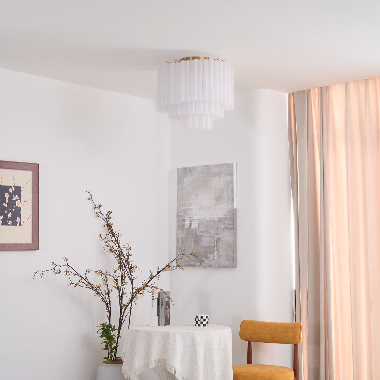 Aurora Ceiling Lamp White Murano Glass Layered Elegant Modern - Blowlighting