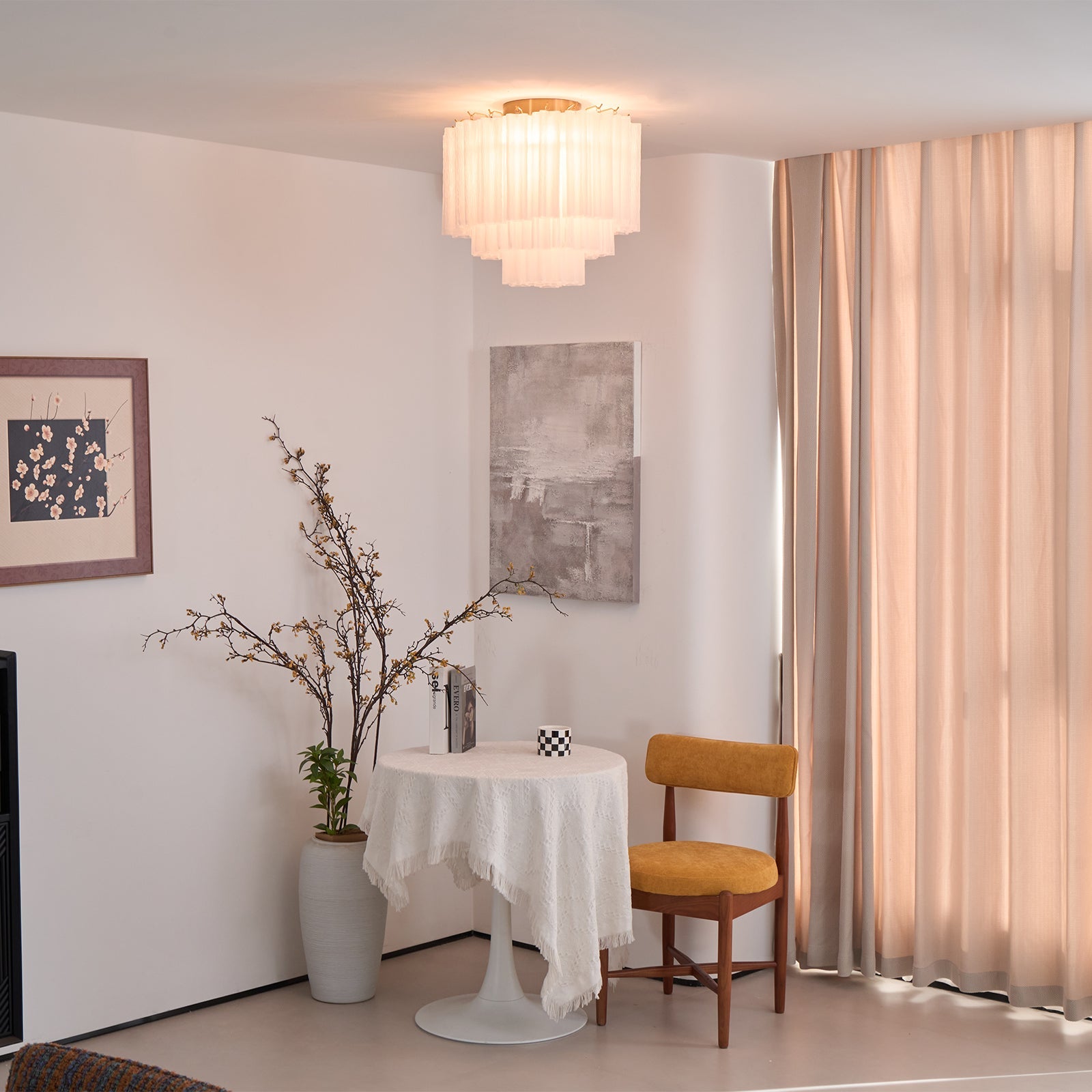 Aurora Ceiling Lamp White Murano Glass Layered Elegant Modern - Blowlighting