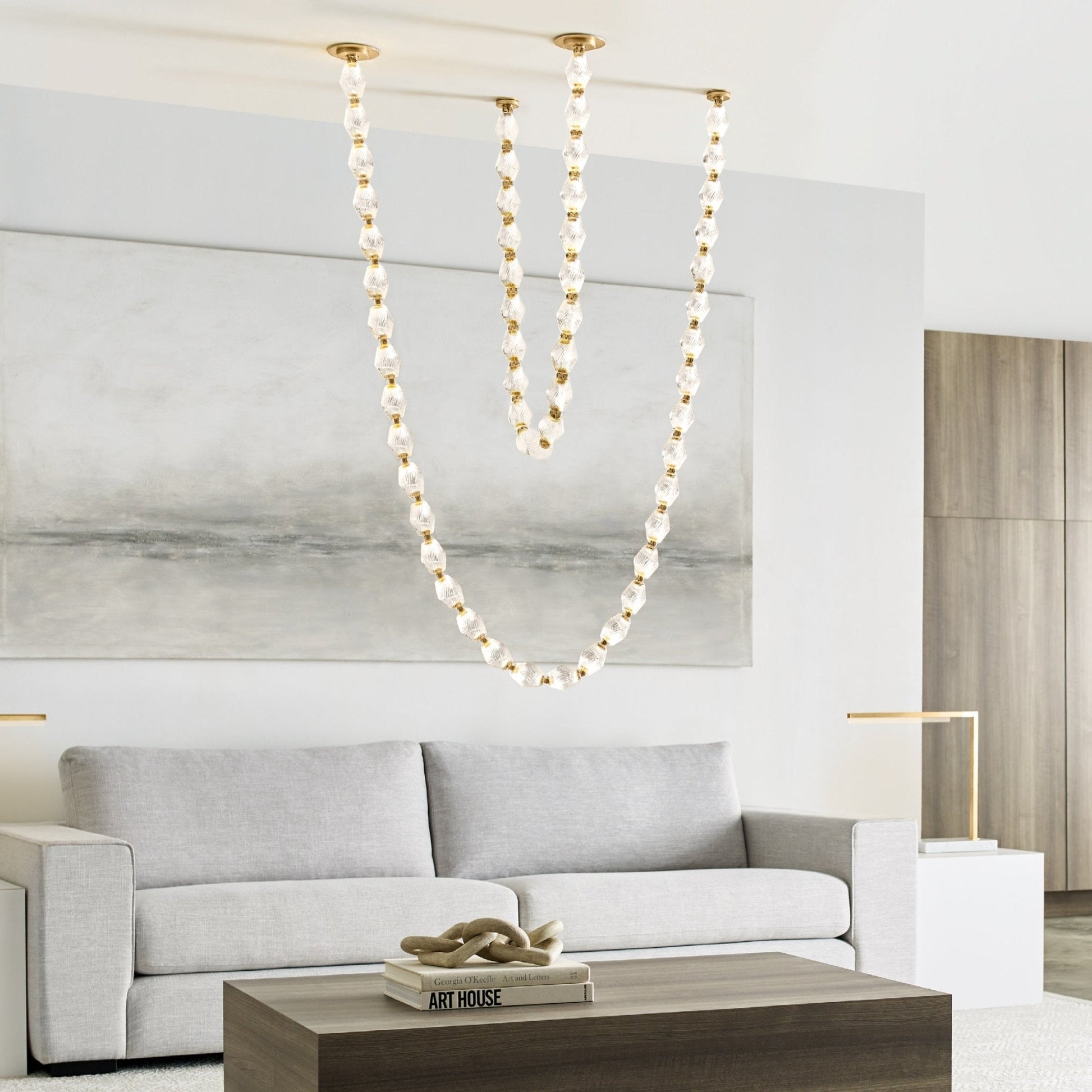 Pearlene Beaded Metal Chandelier - Blowlighting