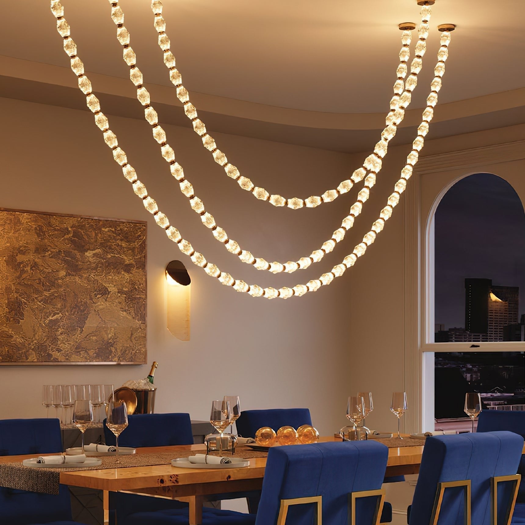 Pearlene Beaded Metal Chandelier - Blowlighting