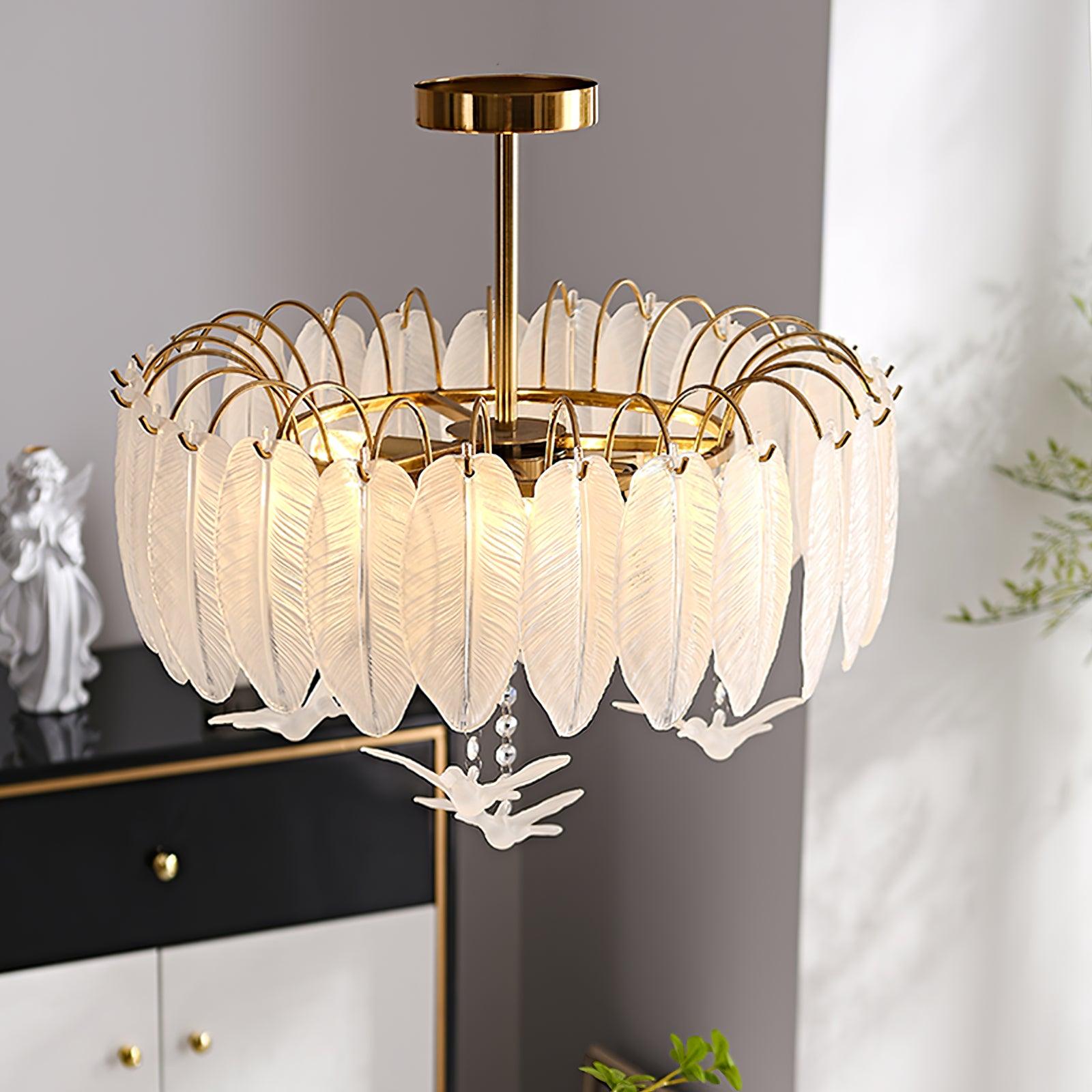 Glass Feather Ceiling Light - Blowlighting