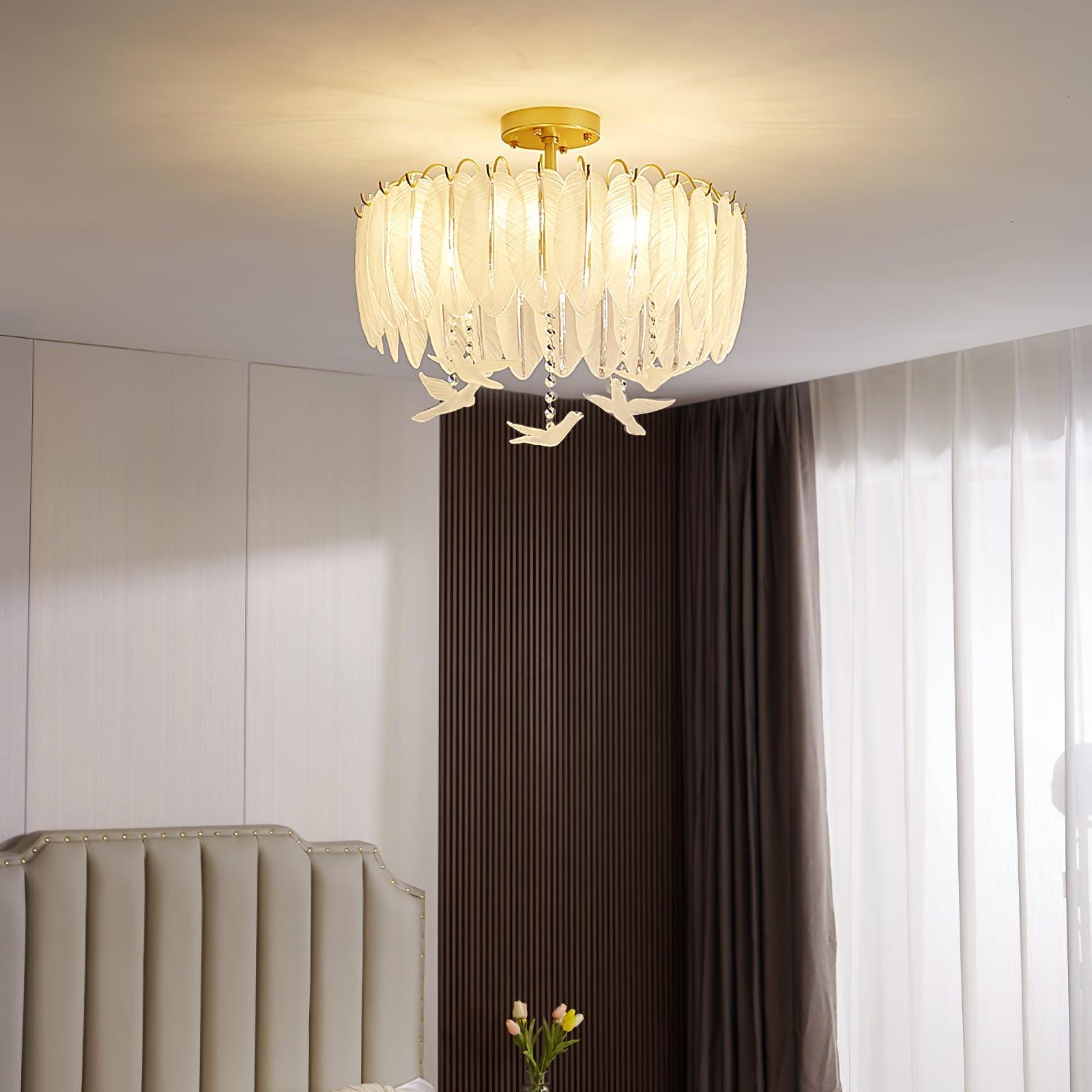 Glass Feather Ceiling Light - Blowlighting
