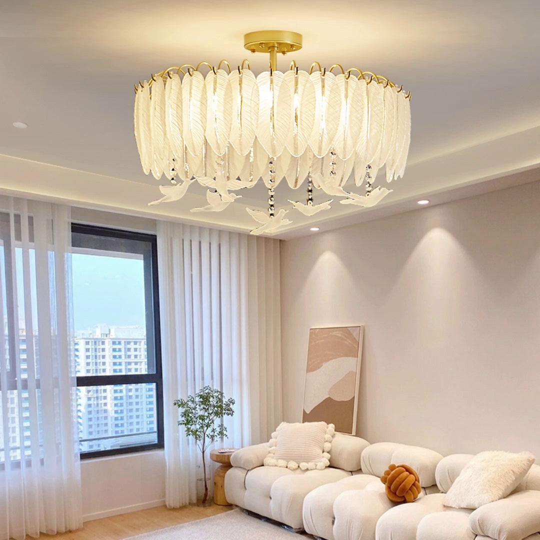 Glass Feather Ceiling Light - Blowlighting