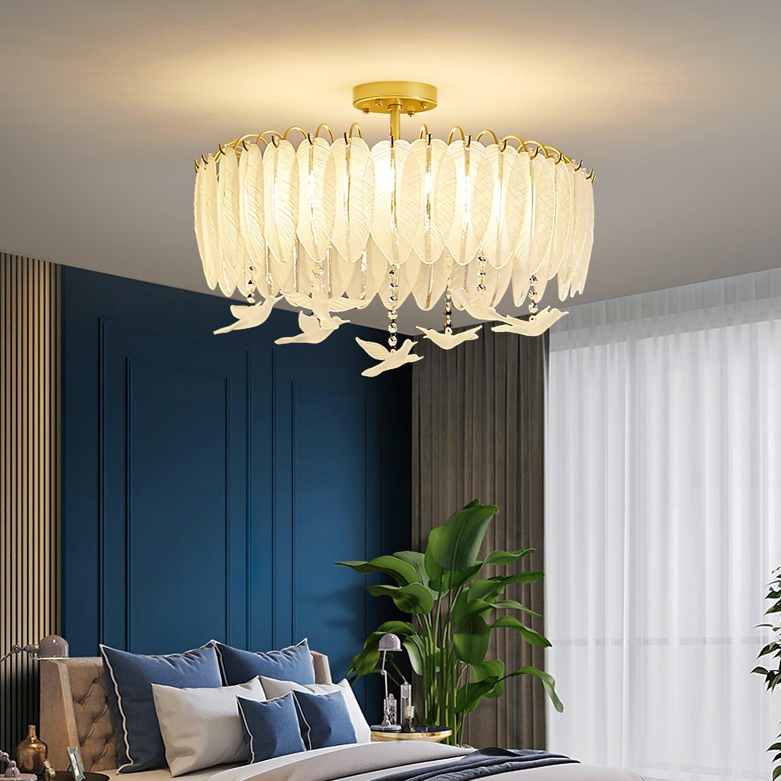 Glass Feather Ceiling Light - Blowlighting