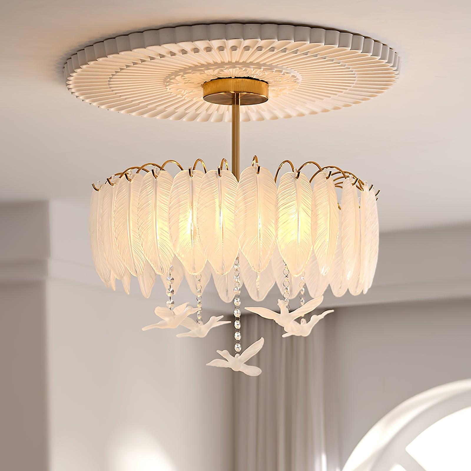 Glass Feather Ceiling Light - Blowlighting