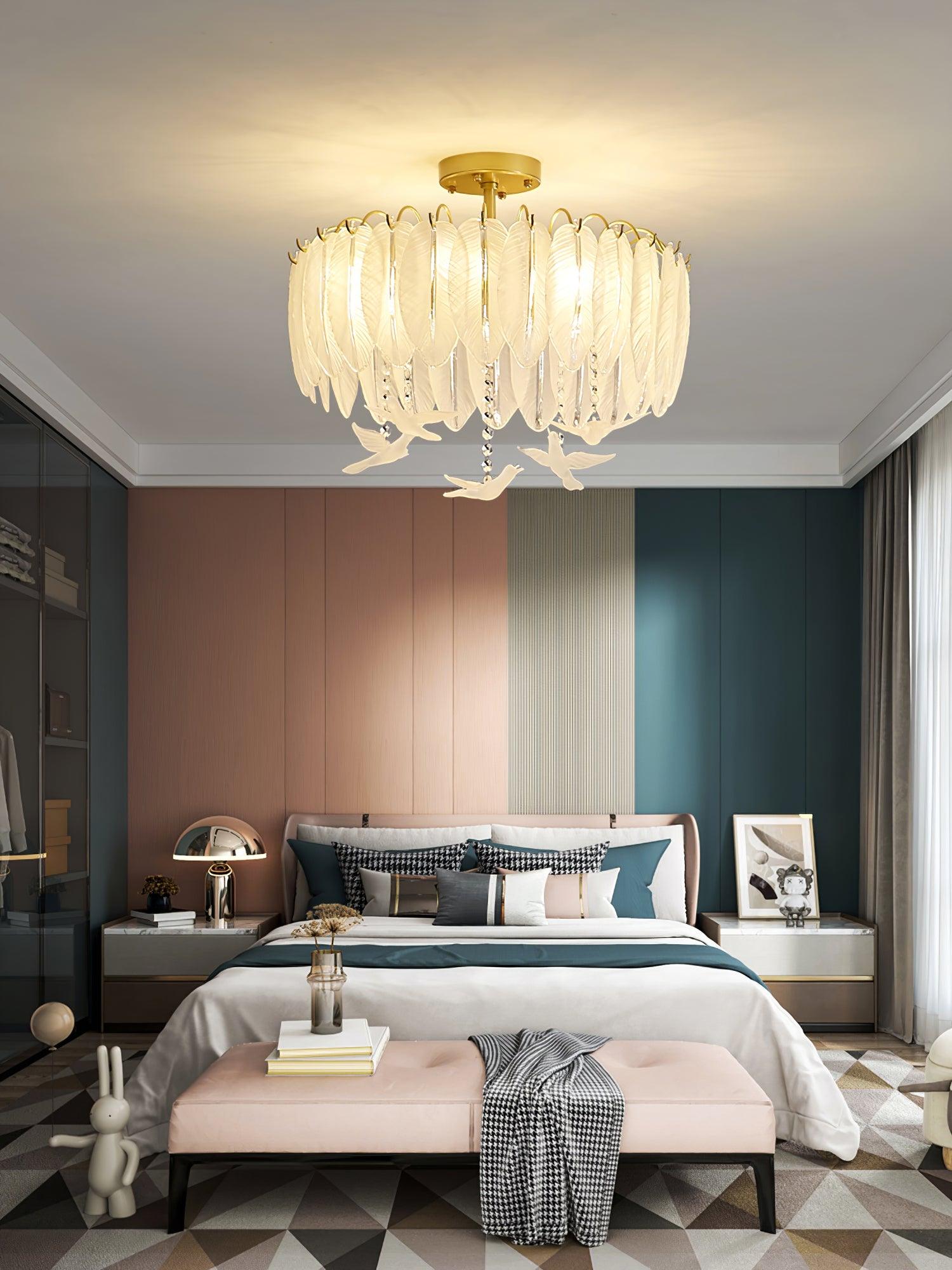 Glass Feather Ceiling Light - Blowlighting